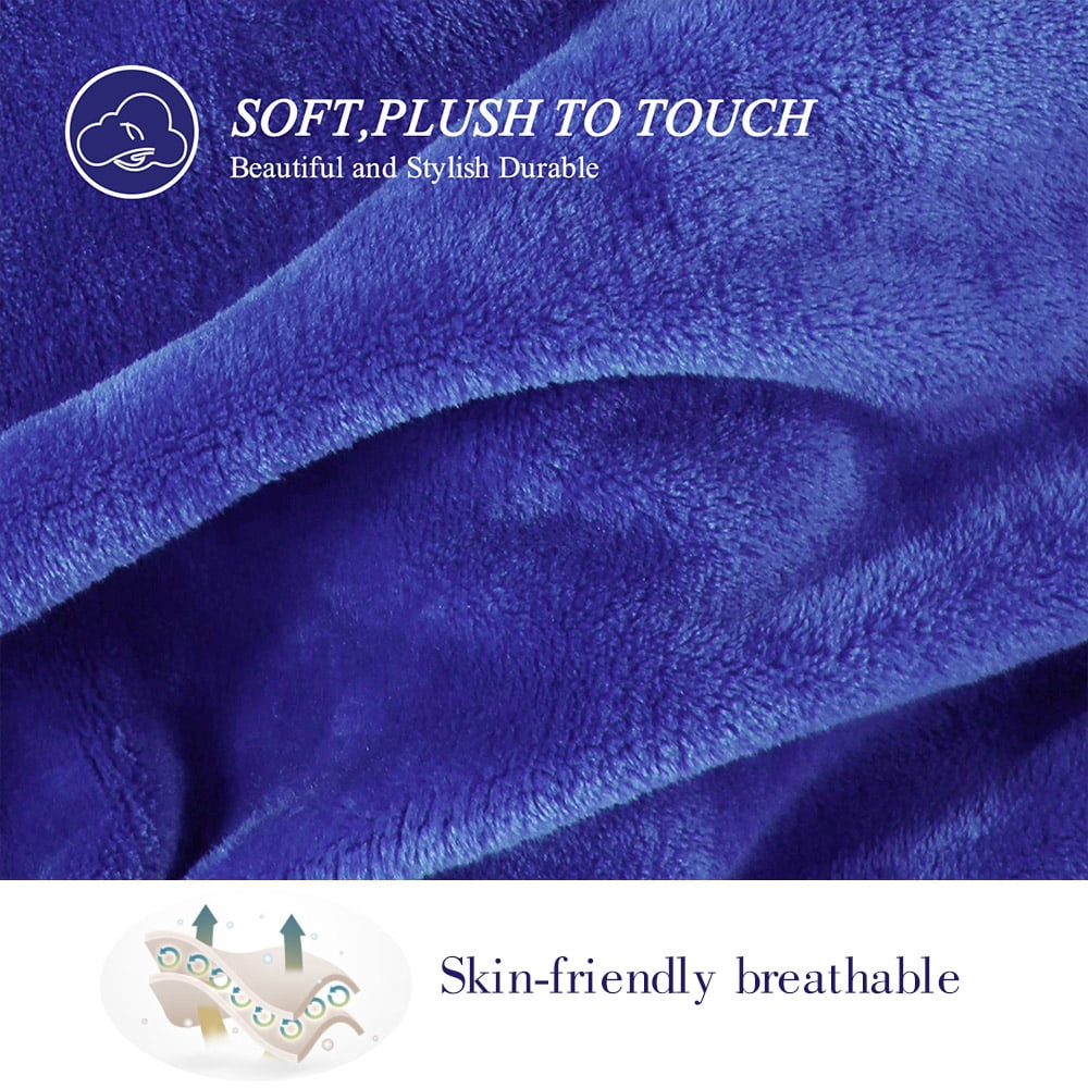 Reversible Sherpa Large Navy Fleece Throw Blankets, Throw Size Soft Fuzzy Blanket for Women Men and s, All Season Lightweight Microfibe... - Lightweight Plush Warm Blanket for All Seasons Detail