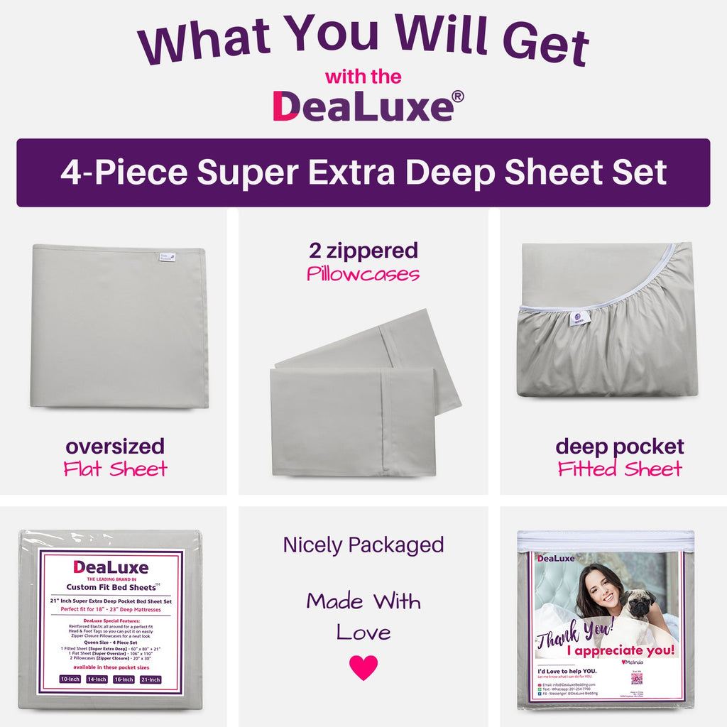 Ultra-Soft Bedding 21” King Extra Deep Pocket Sheets - Deep King Fitted Sheet - Super And Ultra Deep Sheet - For Deep Mattress -... - Luxury Bed Sheet Set with Deep Pockets Detail