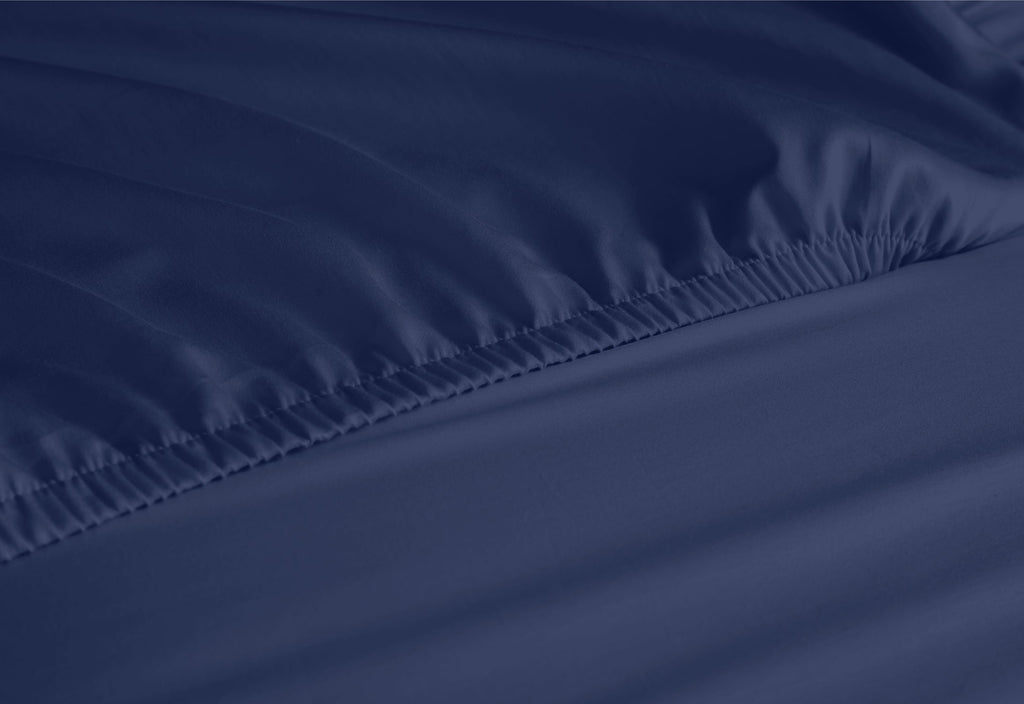Wrinkle-Resistant Queen Bed Sheets Set, 6 Pc Microfiber Bed Sheets, Extra Deep Pocket Queen Fitted Sheet, Flat Sheet & Pillowcases, Nav... - Luxury Bed Sheet Set with Deep Pockets Detail