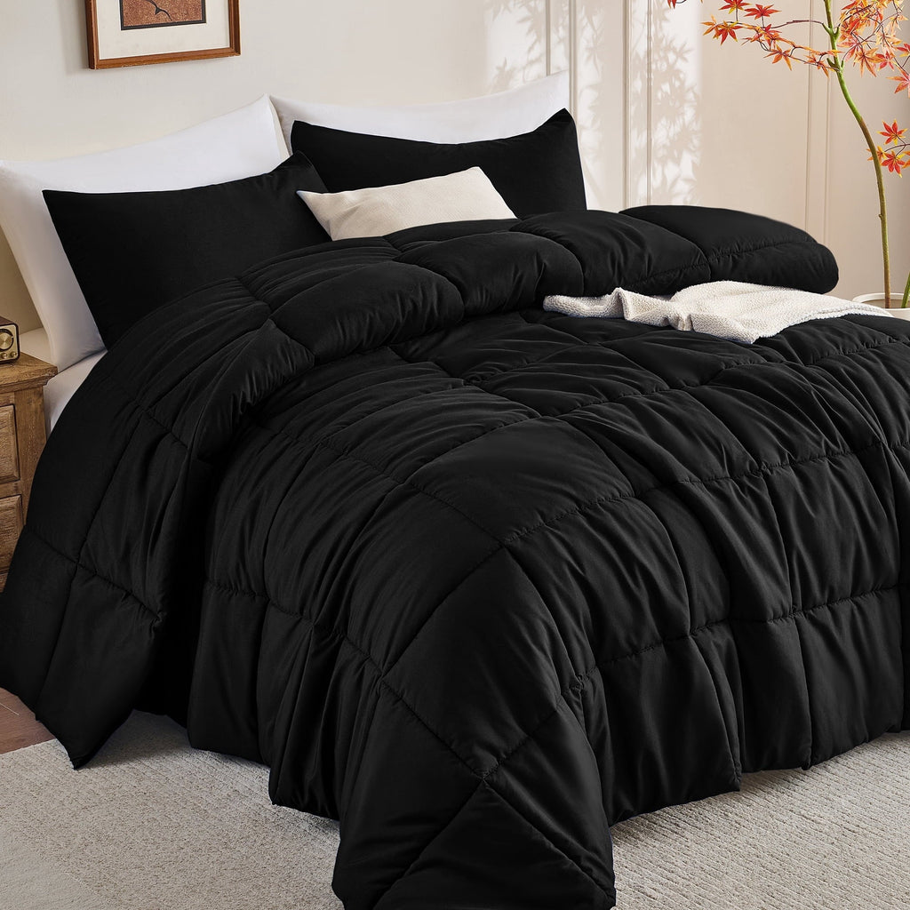 All-Season Queen Size Comforter Sets, 3 Piece Soft Quilted Bedding Sets, All-Season Down Alternative Comforter with 2 Pillow Sha... - Hypoallergenic Ultra-Fluffy Quilt for Winter Detail