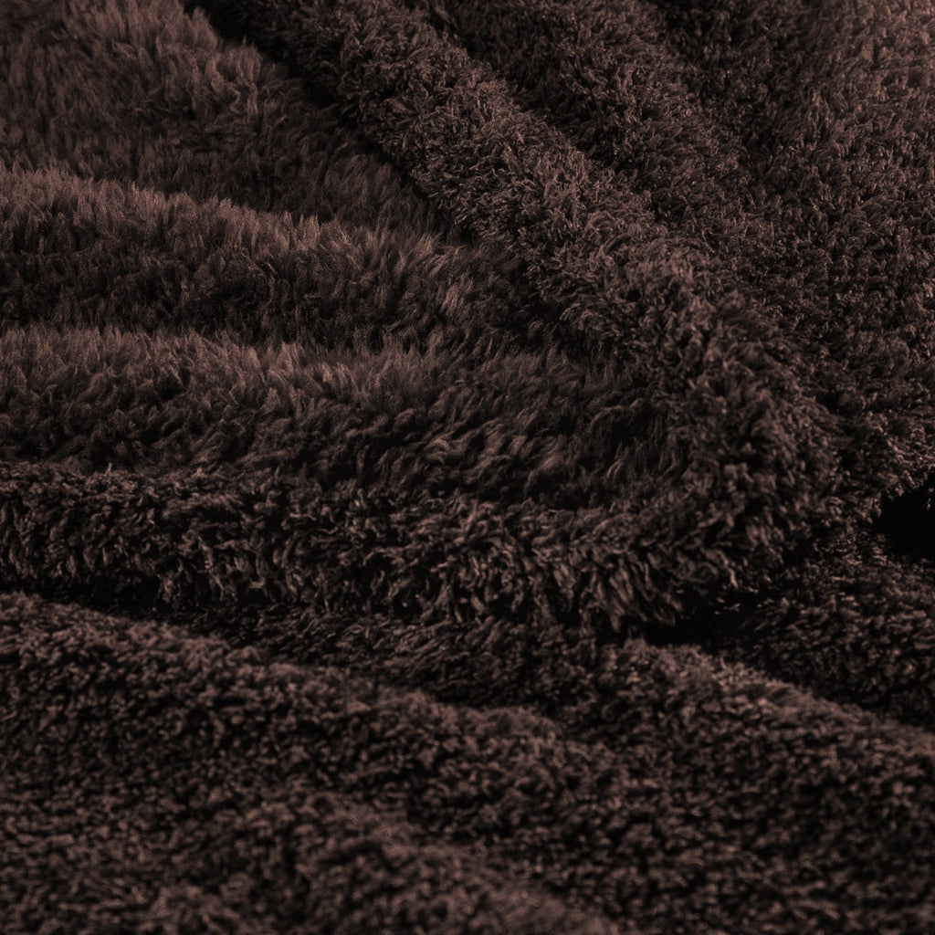 Reversible Sherpa Fuzzy Fleece Throw Blanket for Couch Sofa, Lightweight Fluffy Solid Velvet Blanket, 50x60 Inches, Coffee - Luxury Knitted Decorative Throw Blanket with Fringes Detail