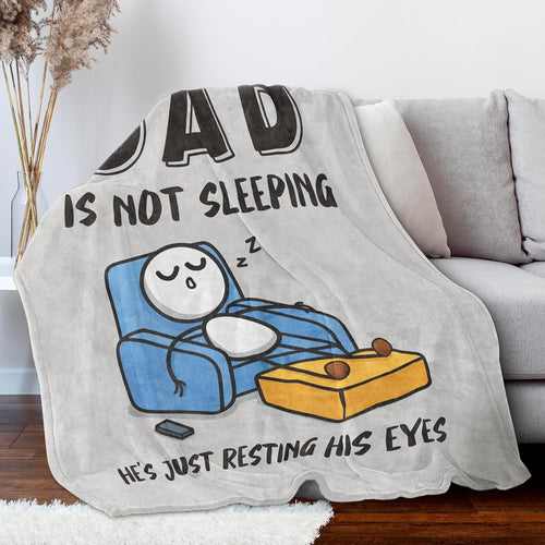 Decorative Knitted Funny Fathers Day Dad Gifts , Dads Birthday Gifts, Dad is Not Sleeping Blanket, Super Soft Throws Blanket for Napping - Super Soft Reversible Sherpa Flannel Blanket Detail
