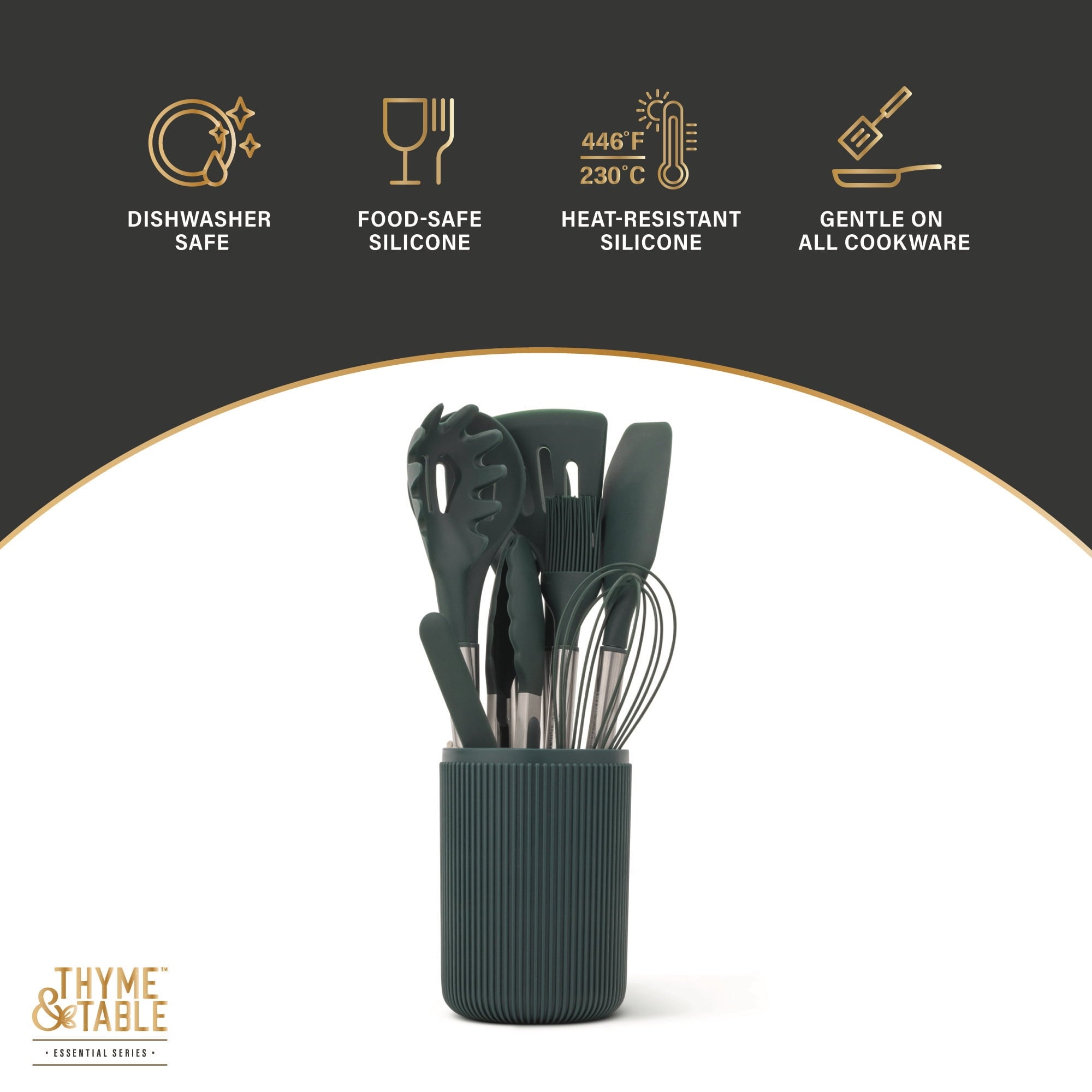 Heavy Duty 10-Piece Silicone Gadget Set - Green - Professional Kitchen Tool for Culinary Enthusiasts Detail