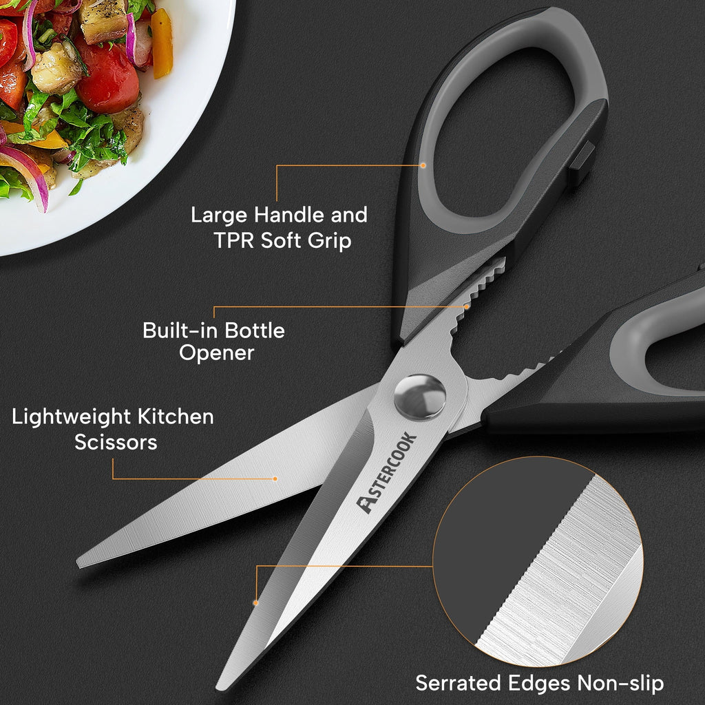 Time-Saving 2 Pcs Kitchen Scissors, Heavy Duty Shears with Serrated Blade, Ergonomic Handle Food Scissor for Poultry, H... - Innovative Kitchen Helper for Modern Cooking Detail