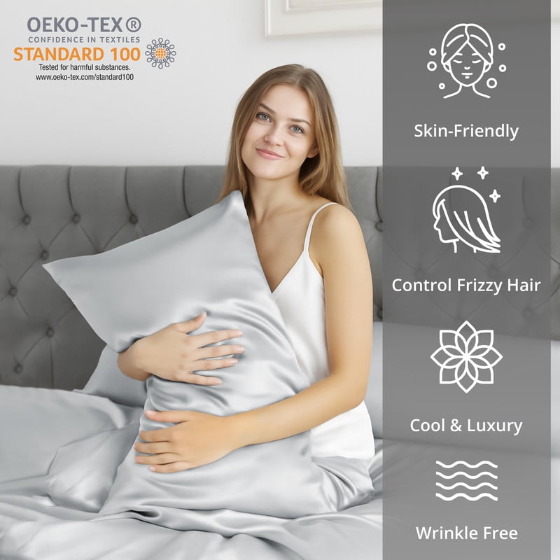 Ultra-Soft Lux Decor Luxury Satin Sheets King Size - 4 Piece Cooling Bed Sheet Set, Silky Soft & Smooth, Deep Pockets up to 15",... - Luxury Bed Sheet Set with Deep Pockets Detail