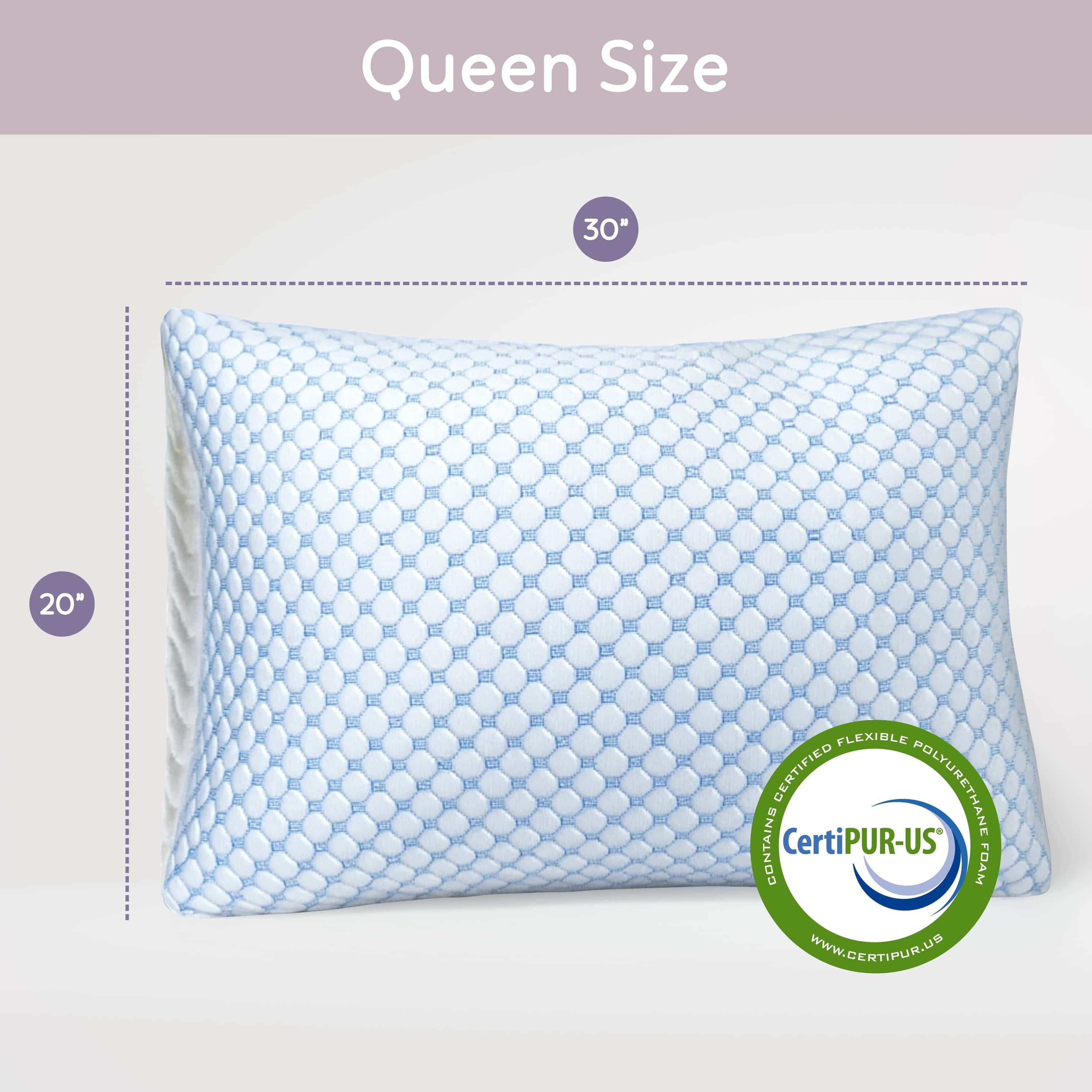 Ergonomic Memory Foam Cooling Pillows for Bed, Memory Foam Bed Pillow, Queen Pillows 20” X 28”, 2 Pack - Decorative Throw Pillow Cushion for Sofa & Bed Detail