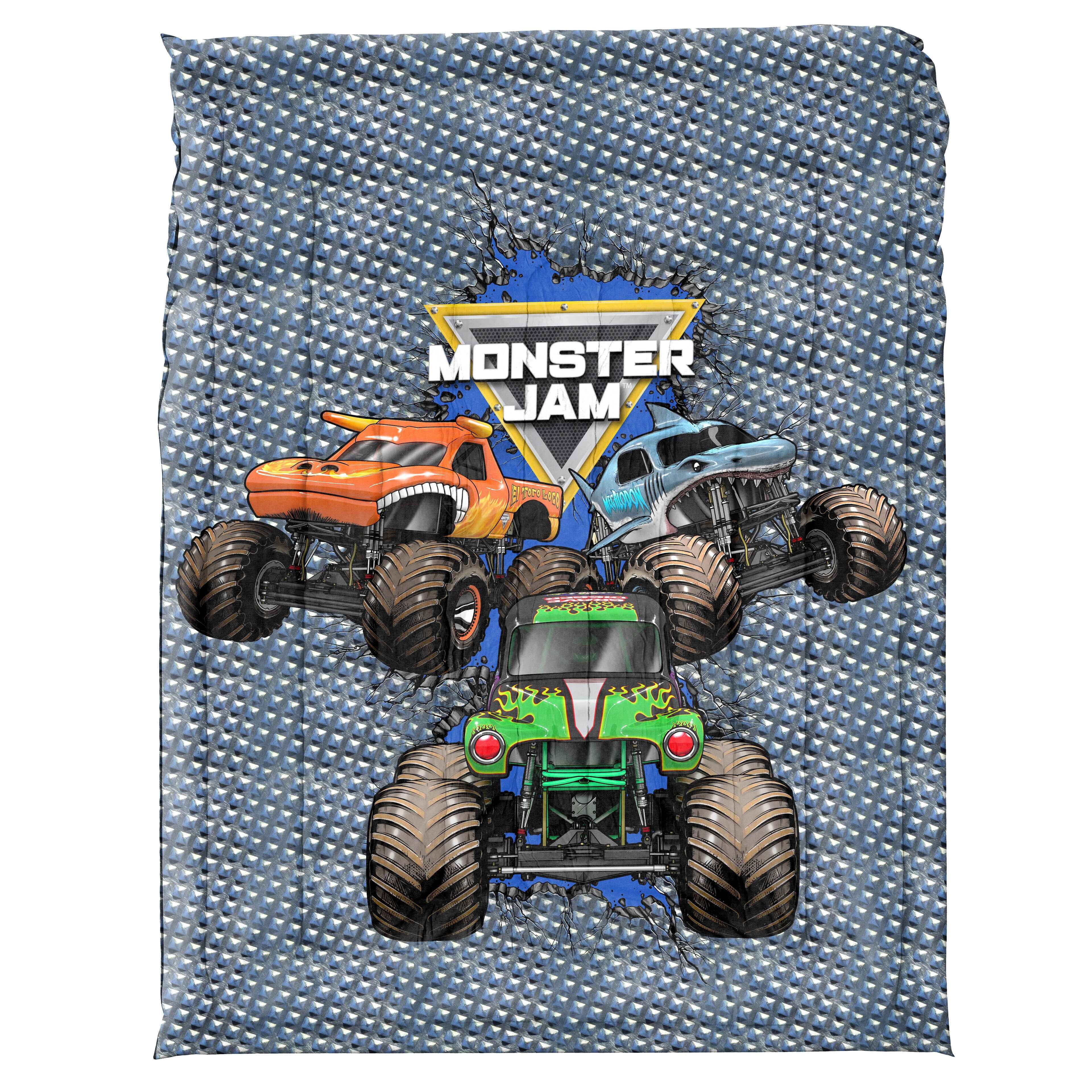 Luxurious Quilted Monster Jam Smash & Mash Kids Multicolor 2 Piece Reversible Comforter and Pillowcase Bedding Set, Twin/Full - Hypoallergenic Ultra-Fluffy Quilt for Winter Detail