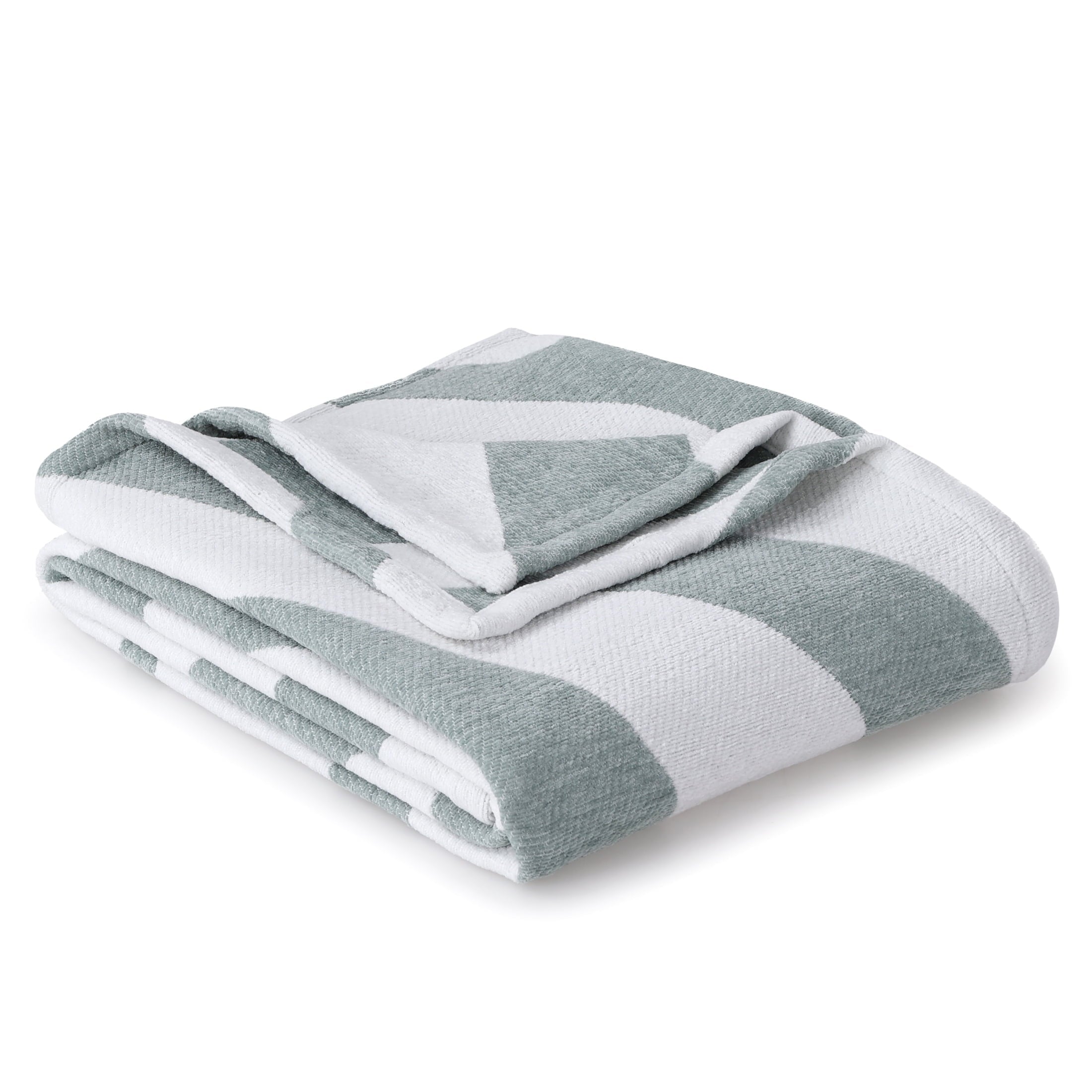 Cozy Fleece Chenille Jacquard Soft Throw Blanket, Soft Sea - Cozy Fleece Throw Blanket for Couch & Bed Detail