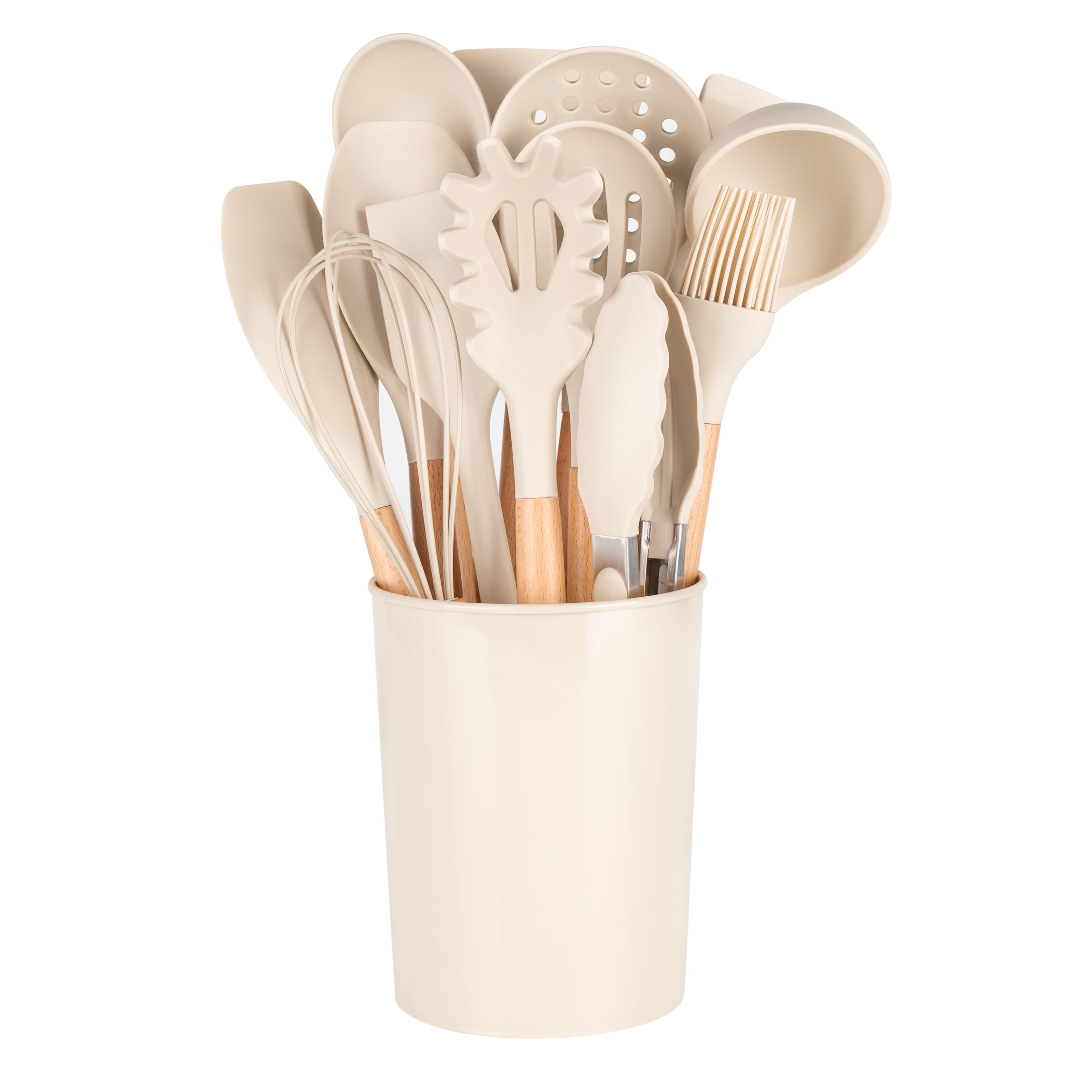 Heat-Resistant 14pcs Cooking Utensil Set with Caddy - Ergonomic Kitchen Tongs and Cooking Spoon Utensil Detail