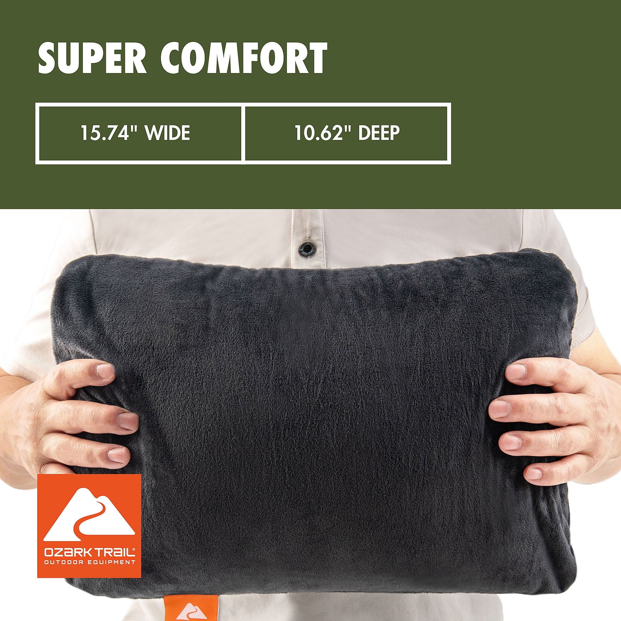 Ergonomic Memory Foam Dark Grey Memory Foam Camping Pillow for Adults - Hotel Quality Plush Sleeping Pillows Detail