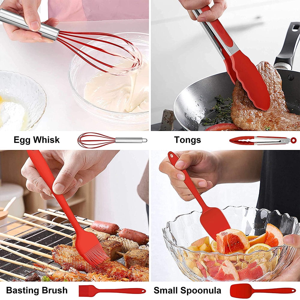 Ergonomic Cooking 14 Pcs Cooking Utensils Set with Holder, Heat Resistant Silicone Kitchen Cookware Utensils Set, Kitchen Cooking Tools... - Durable Turner & Ladle Utensil Set for Home Chefs Detail