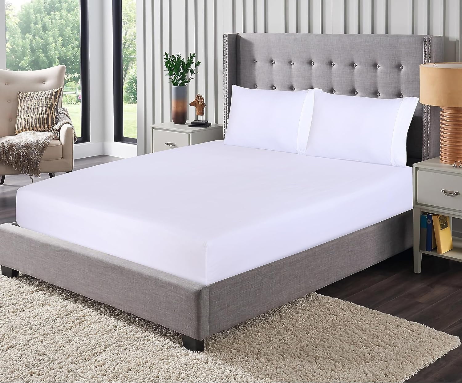 Cooling Sateen Set - Luxurious Silky Soft Microfiber Bedding - Cozy & Comfy - 15 inch Deep Pocket (Fits up to 17") Hotel Bed - 4 Pcs... - Breathable Egyptian Cotton Flat & Fitted Sheets Detail
