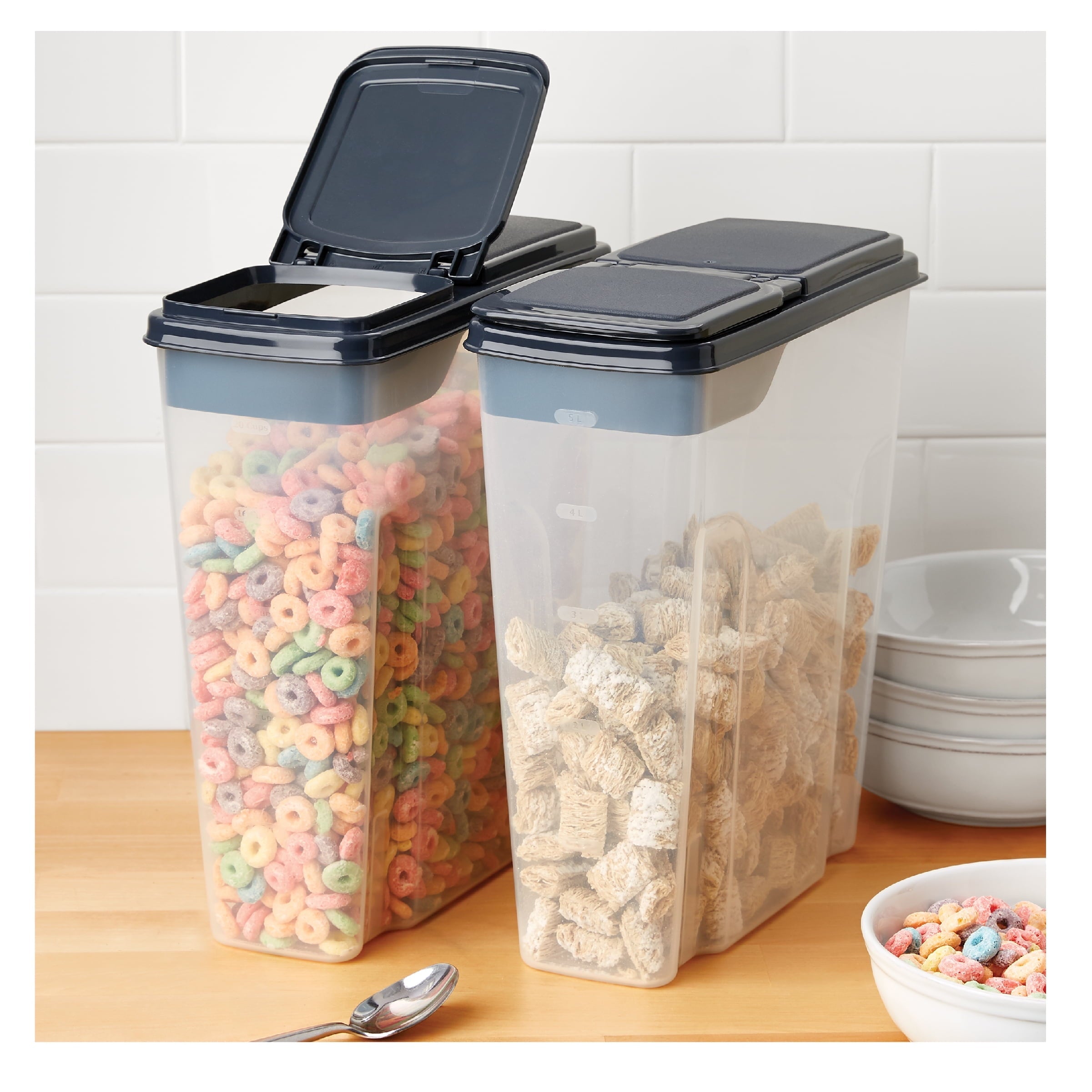 Deliciously Squishy 2-Pack Plastic Cereal Keeper Storage Containers, Kitchen Pantry Organizer Canisters for Cereal and Dry Food... - Squishy Dohnut Sweet Treat Shaped Stress Toy Detail