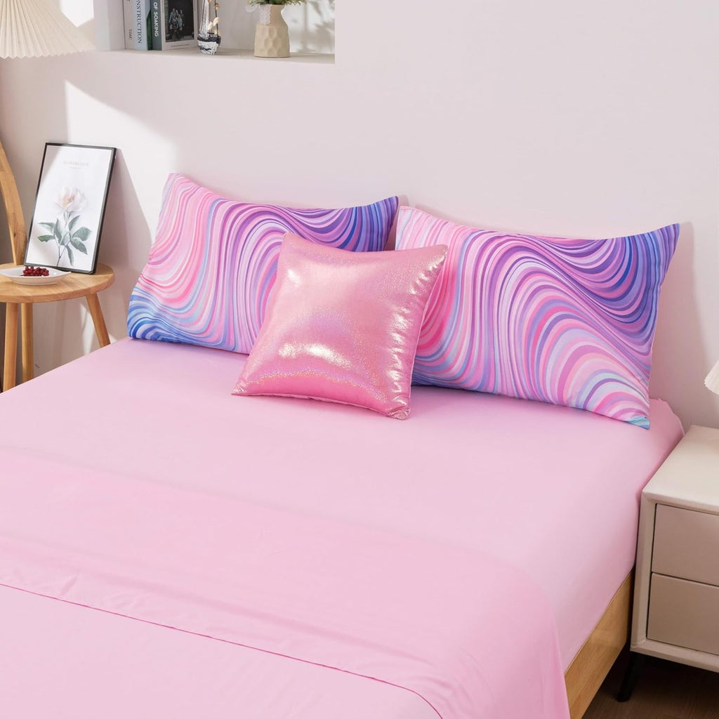 All-Season 6 Pieces Gradient Star Ring Comforter Set, Colorful Glitter Rainbow Wave Stripes Pattern Bedding Set for Boys Girls T... - Hypoallergenic Ultra-Fluffy Quilt for Winter Detail