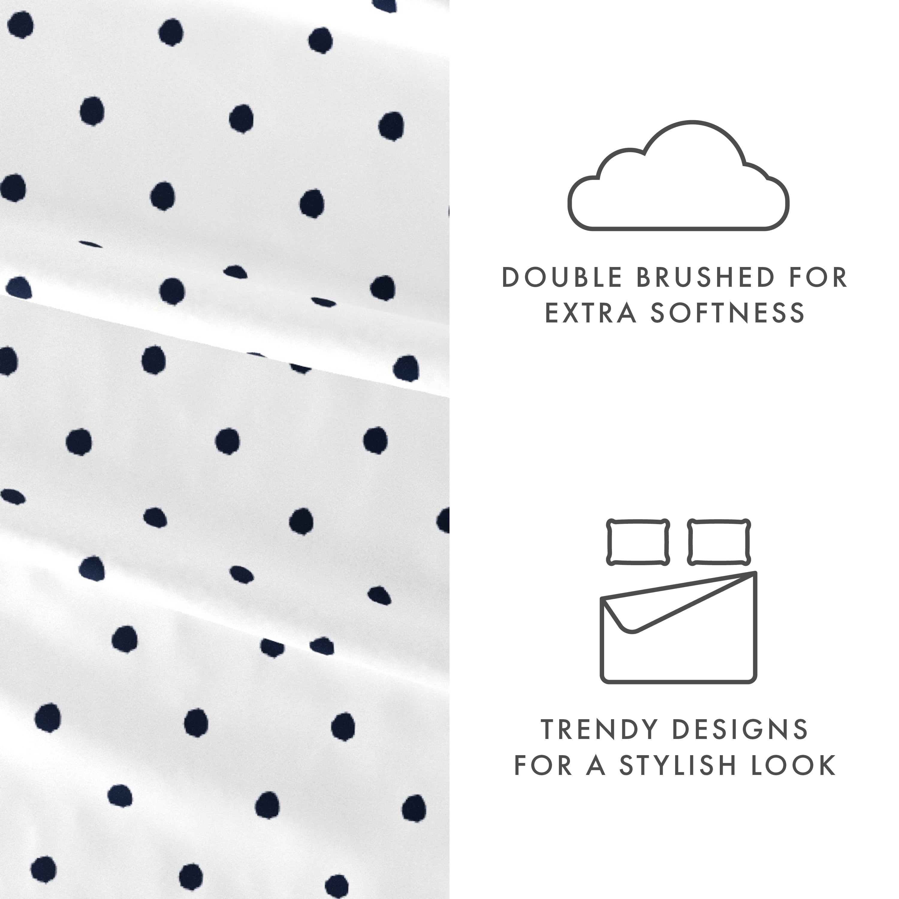 Premium Egyptian Cotton 4 Piece Pattern Microfiber Bed Sheets Set, Navy Dots, California King - Luxury Bed Sheet Set with Deep Pockets Detail