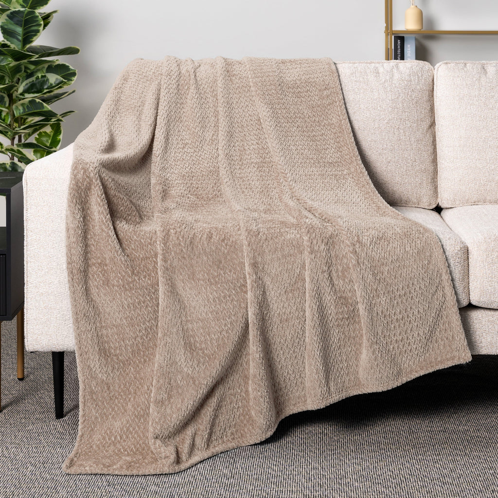 Lightweight Warm Soft Fleece Taupe Tan Throw Blanket for Couch, Lightweight Plush Warm Blankets for Bed, Fuzzy Cozy Flannel Blanket Th... - Lightweight Plush Warm Blanket for All Seasons Detail