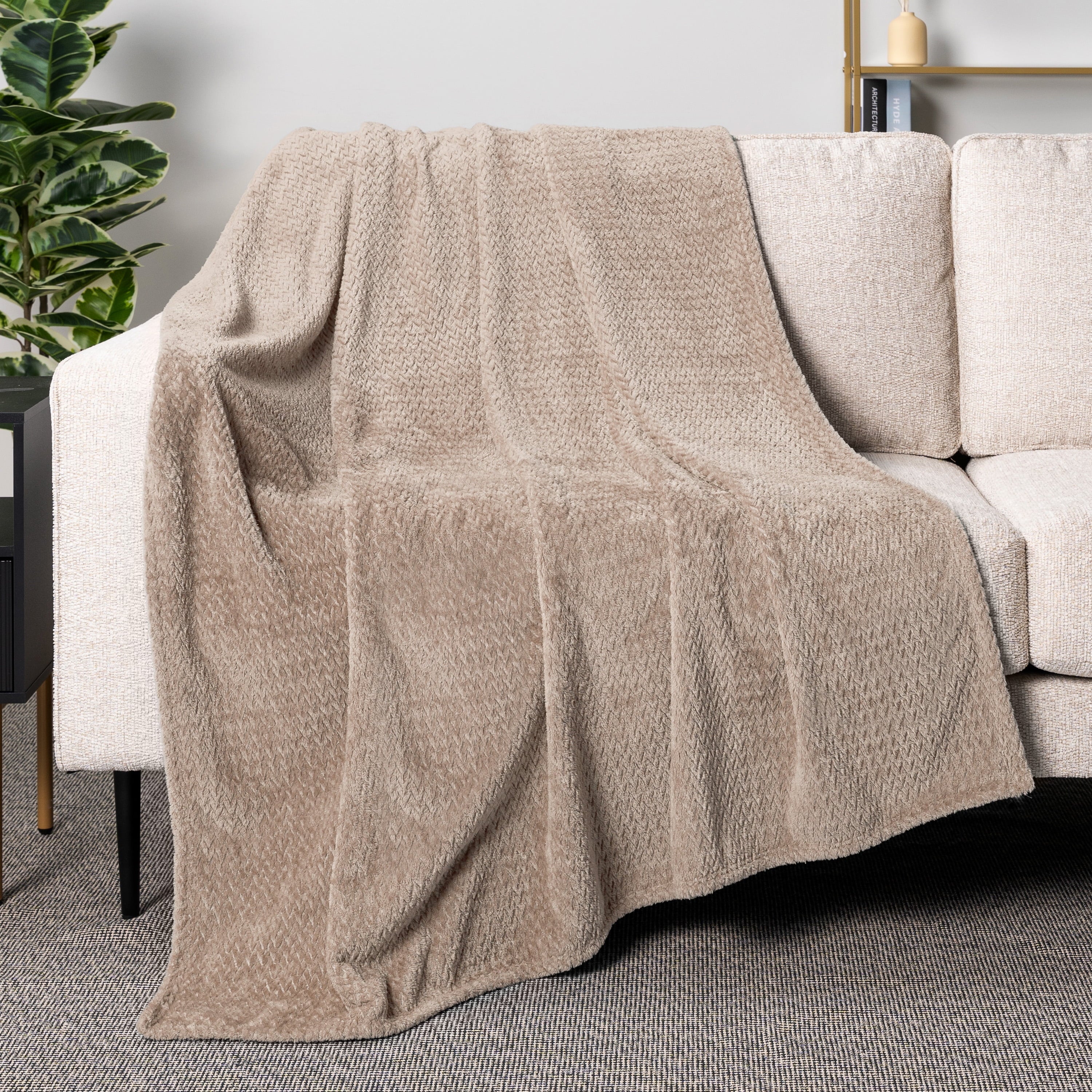 Lightweight Warm Soft Fleece Taupe Tan Throw Blanket for Couch, Lightweight Plush Warm Blankets for Bed, Fuzzy Cozy Flannel Blanket Th... - Lightweight Plush Warm Blanket for All Seasons Detail