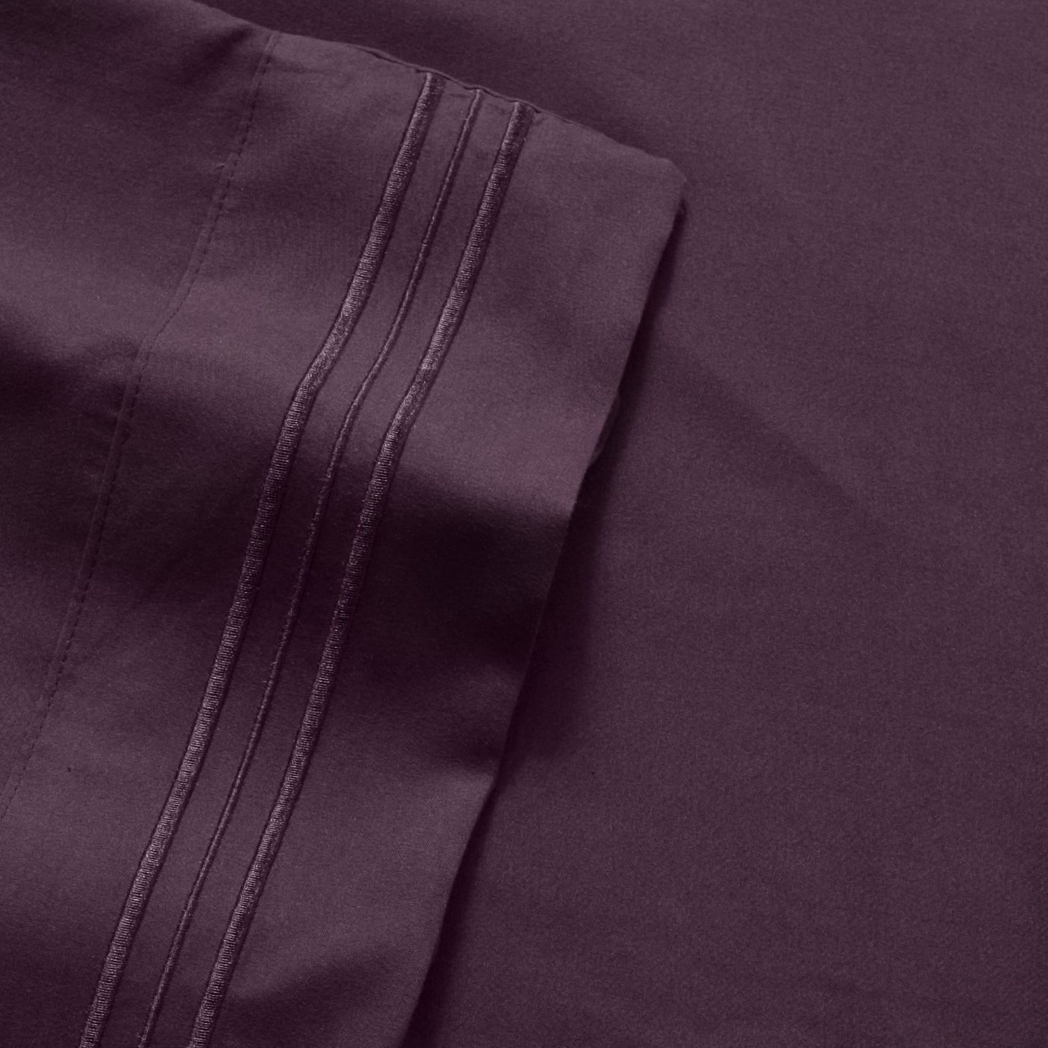 Wrinkle-Resistant 1800 Series Bed Sheets - Extra Soft Microfiber Deep Pocket Sheet Set - Purple, Full - Breathable Egyptian Cotton Flat & Fitted Sheets Detail