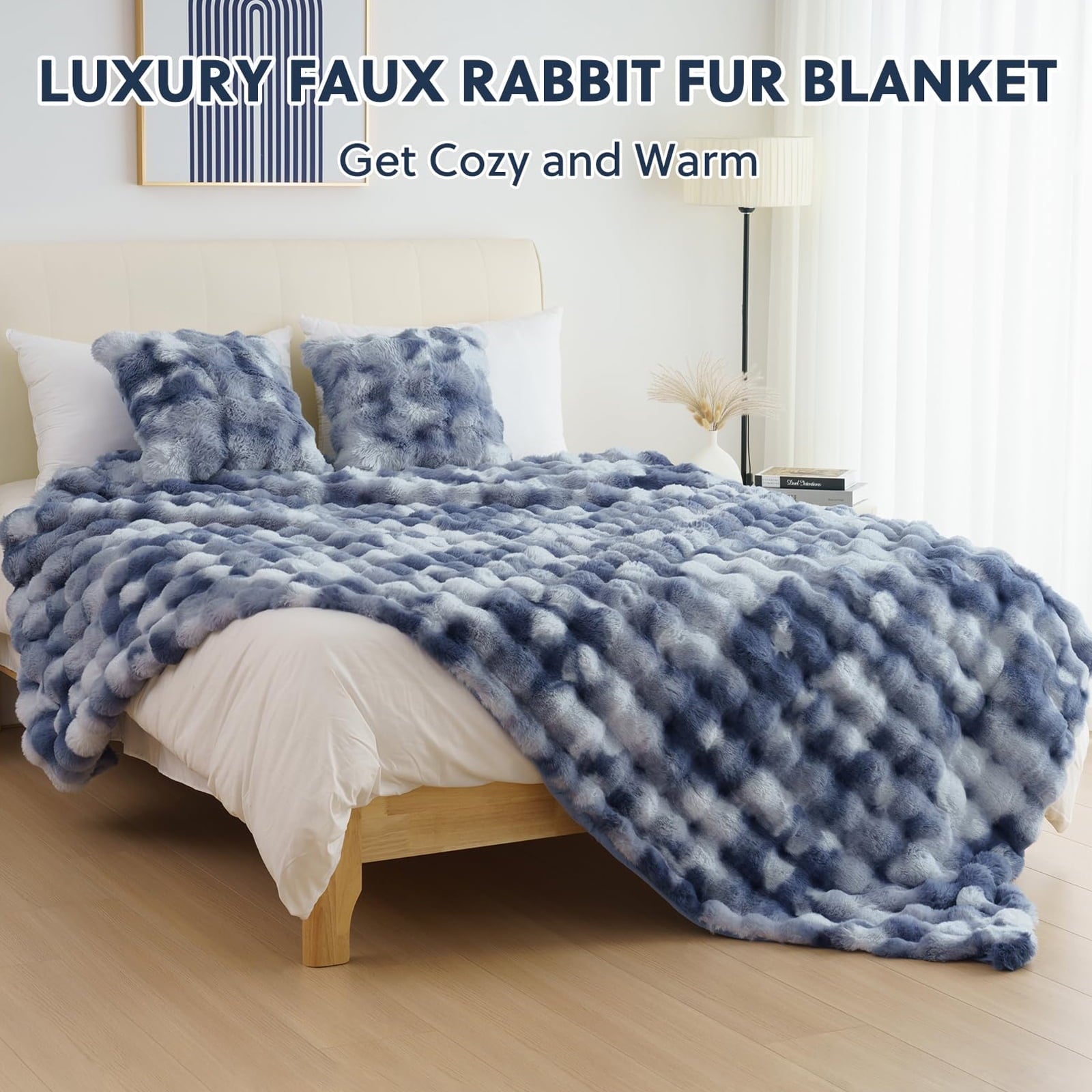 Super Soft Flannel Faux Fur Throw Blanket for Couch Luxury Fluffy Thick Bubble Blanket Warm Cozy Throw for Bedroom Living Room, 50" x 60... - Super Soft Reversible Sherpa Flannel Blanket Detail