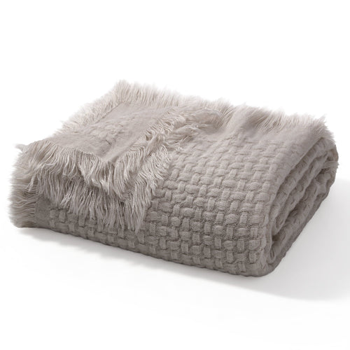 Decorative Knitted Knitted Throw Blanket with Fringes for Couch, Soft and Warm Textured Throw for All Season, Lightweight Breathable Roo... - Lightweight Plush Warm Blanket for All Seasons Detail