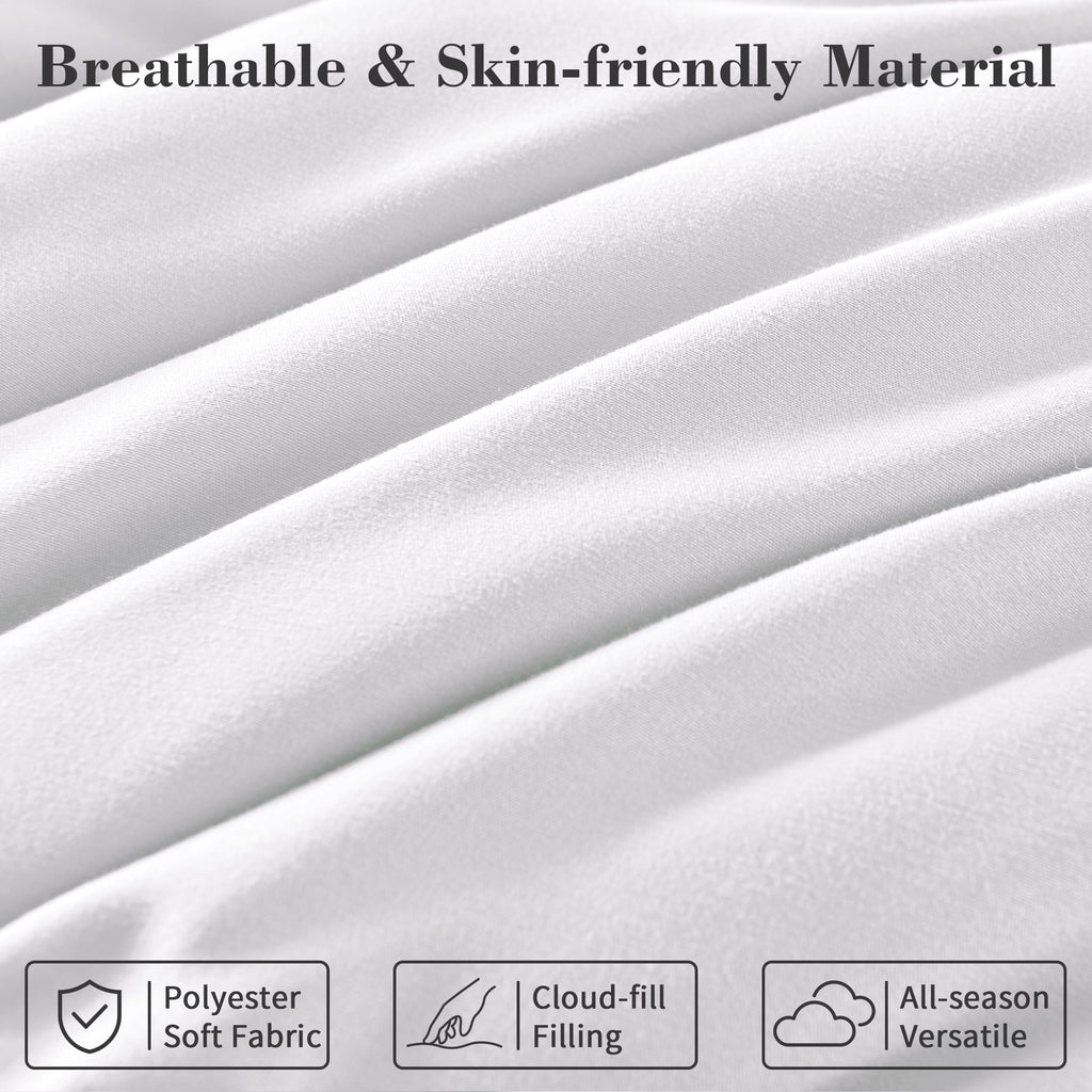 All-Season 3-Piece Queen Comforter Set - All-Season Down Alternative Bedding Bundle with 2 Pillow Shams, Premium Soft Bedding Se... - Luxurious Quilted Duvet Cover Set Detail