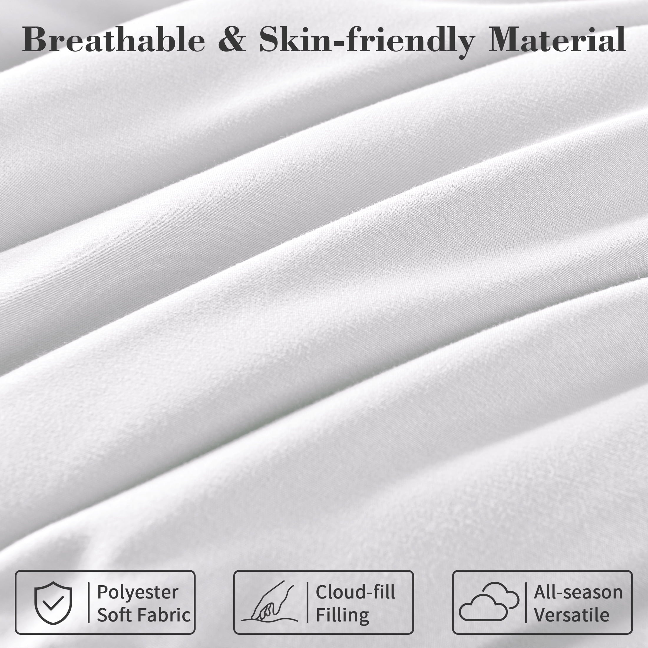 All-Season 3-Piece Queen Comforter Set - All-Season Down Alternative Bedding Bundle with 2 Pillow Shams, Premium Soft Bedding Se... - Luxurious Quilted Duvet Cover Set Detail