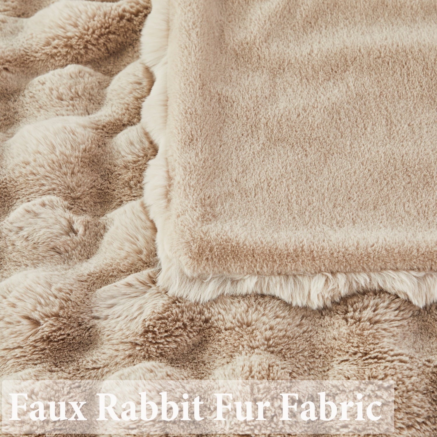 Super Soft Flannel Taupe Faux Fur Bubble Blankets for Couch Chair Sofa Luxury Fluffy Thick Bubble Throw Blanket Furry Blanket Fuzzy Soft... - Cozy Fleece Throw Blanket for Couch & Bed Detail