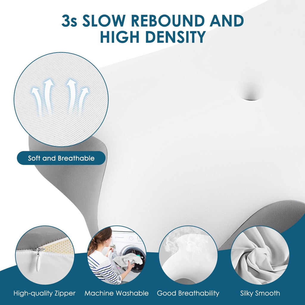Decorative Plump Memory Foam Bed Pillow for Pain Relief,Ergonomic Memory Foam Pillows for Sleeping for Side Back Stomach&Sleepers with... - Ergonomic Memory Foam Pillow for Neck Pain Support Detail