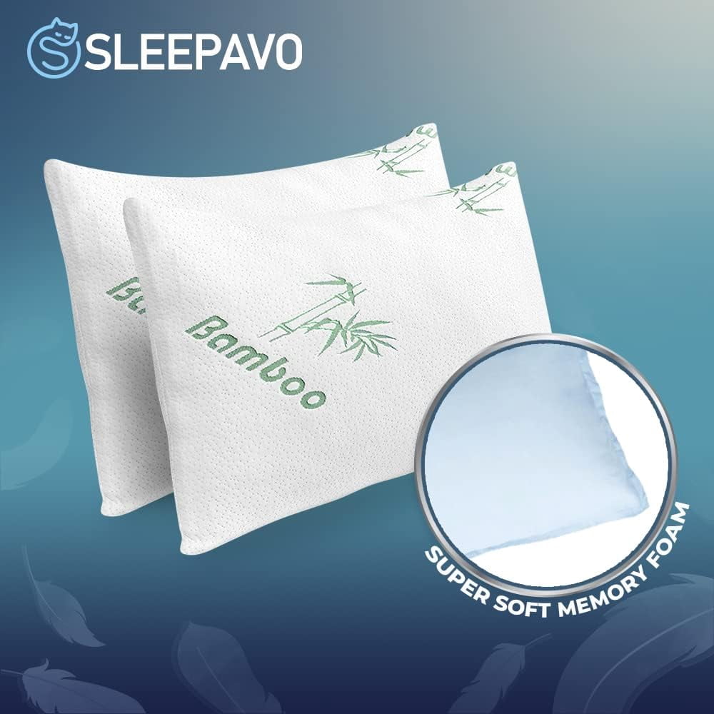 Fluffy Shredded Memory Foam Pillows Queen Size Set of 2 - Cooling Bed Pillows for Sleeping - Back, Stomach, Side Sleeper Firm, Comfy ... - Decorative Throw Pillow Cushion for Sofa & Bed Detail
