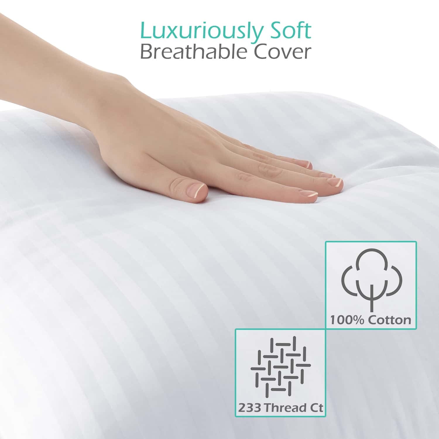 Ergonomic Memory Foam Down Alternative Pillow, Stanard/Queen Pillows for Bed, Soft Supportive Hotel Quality Pillows - Hotel Quality Plush Sleeping Pillows Detail