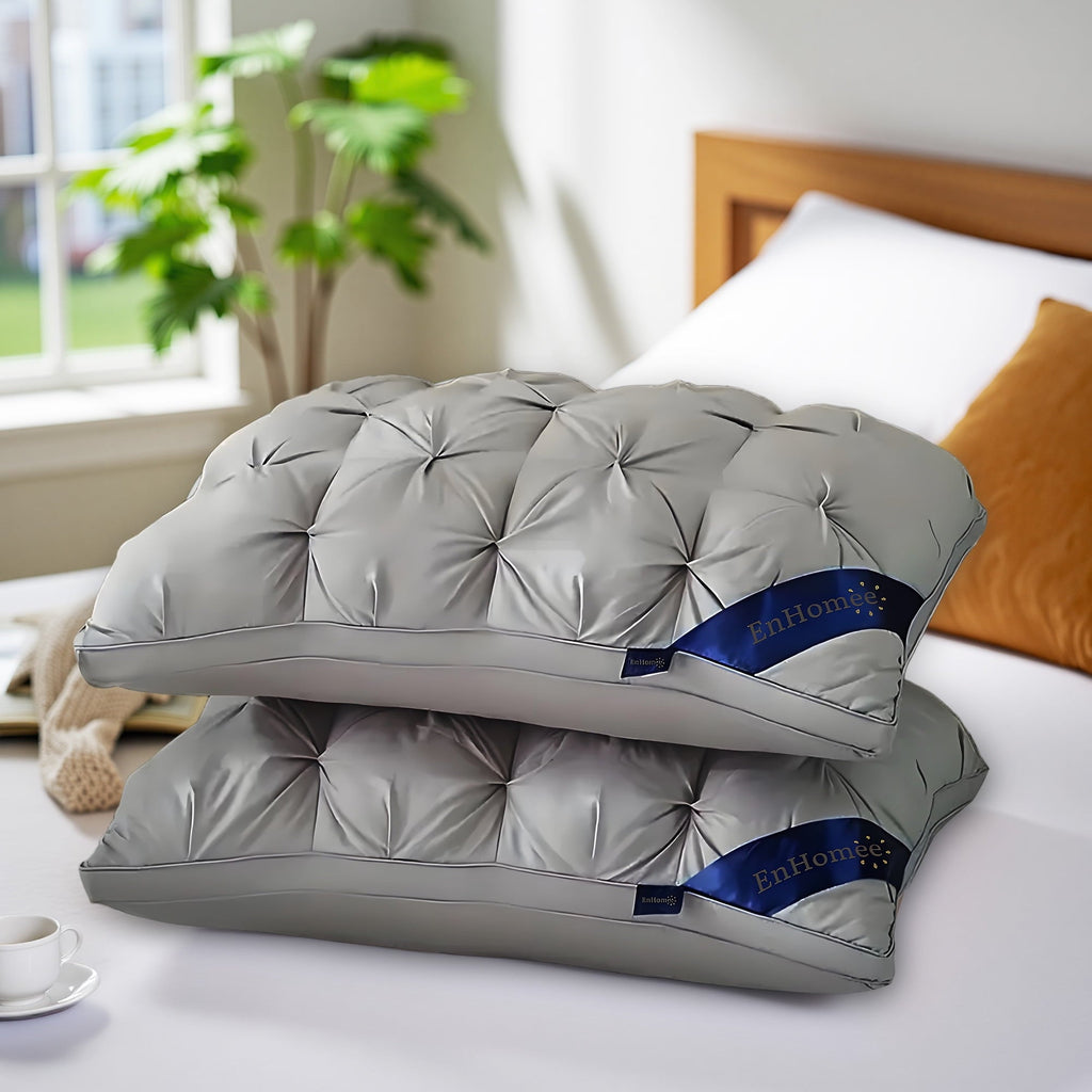 Ergonomic Memory Foam 2-Pack Luxurious Hotel-Quality ,Resistant to Flattening, All-Season,Gray - Ergonomic Memory Foam Pillow for Neck Pain Support Detail