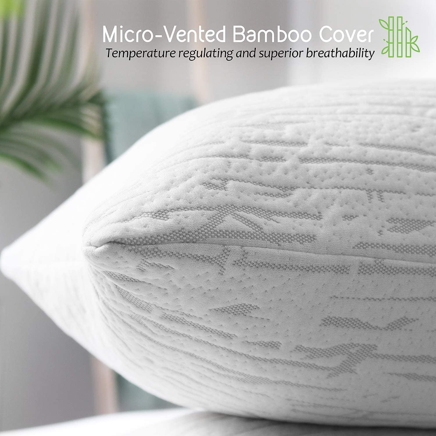 Fluffy Shredded Bed Pillow, Bamboo Pillows for Bed, Queen Size Pillows - Hotel Quality Plush Sleeping Pillows Detail