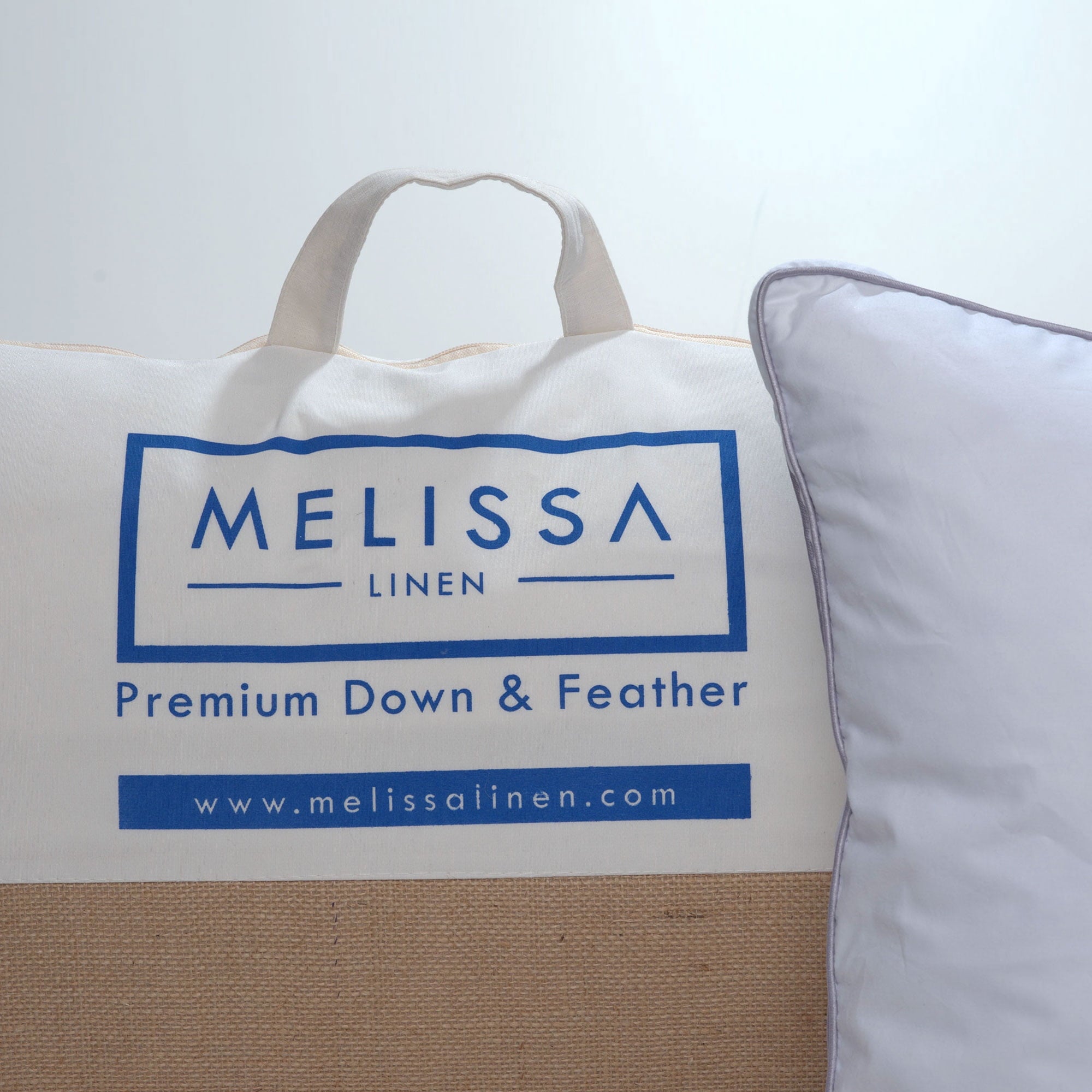 Ergonomic Memory Foam Linen Premium Goose Down Feather Pillow for Bed, Soft & Supportive, Standard Size, White - Orthopedic Shredded Foam Bed Pillow Set Detail