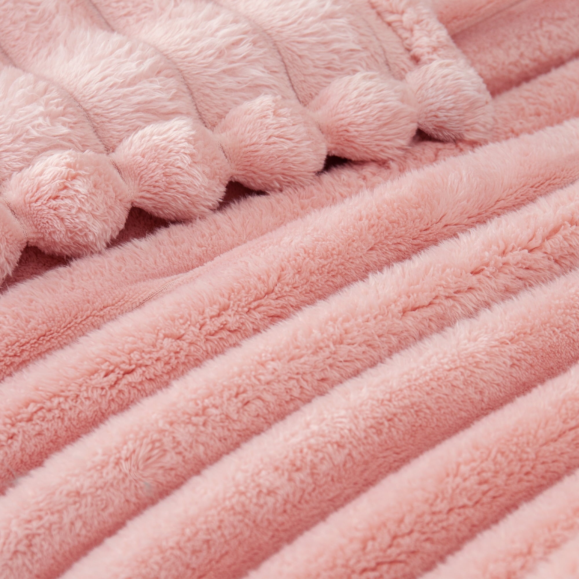 Reversible Sherpa Fleece Throw Blanket for Couch, Super Soft 3D Striped Jacquard Blanket, Lightweight Fuzzy Cozy Blankets, Pink, 50"x60" - Luxury Knitted Decorative Throw Blanket with Fringes Detail