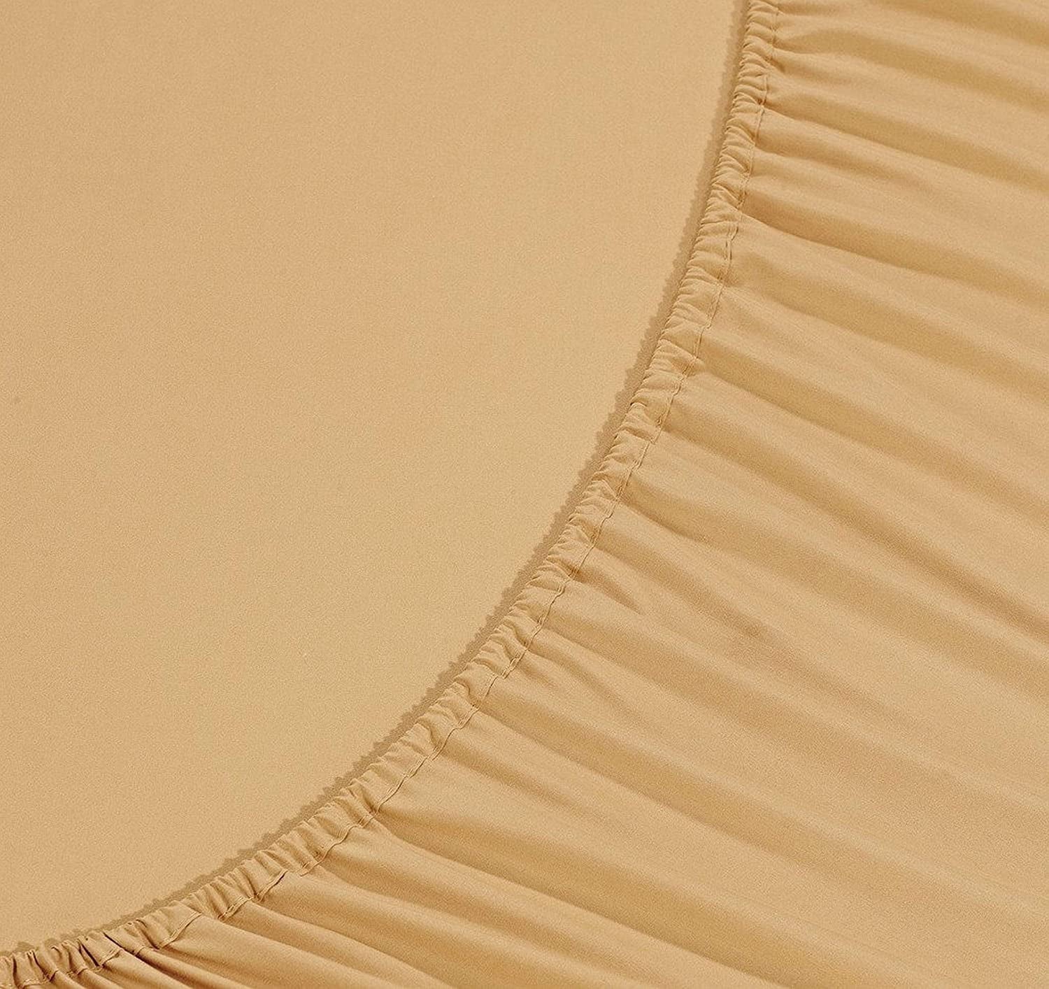 Cooling Sateen Super Soft 1500 Premier Hotel Collection Sheet set, Queen, Gold - Breathable Egyptian Cotton Flat & Fitted Sheets Detail