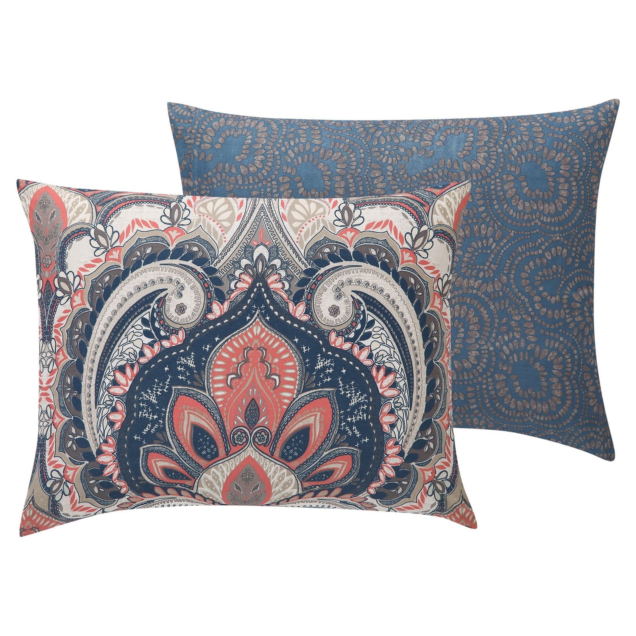 Heavyweight Warmth Casa Real 5-Piece Coral Damask Reversible Comforter Set, King, Adult, Unisex - All-Season Down Alternative Comforter Insert Detail