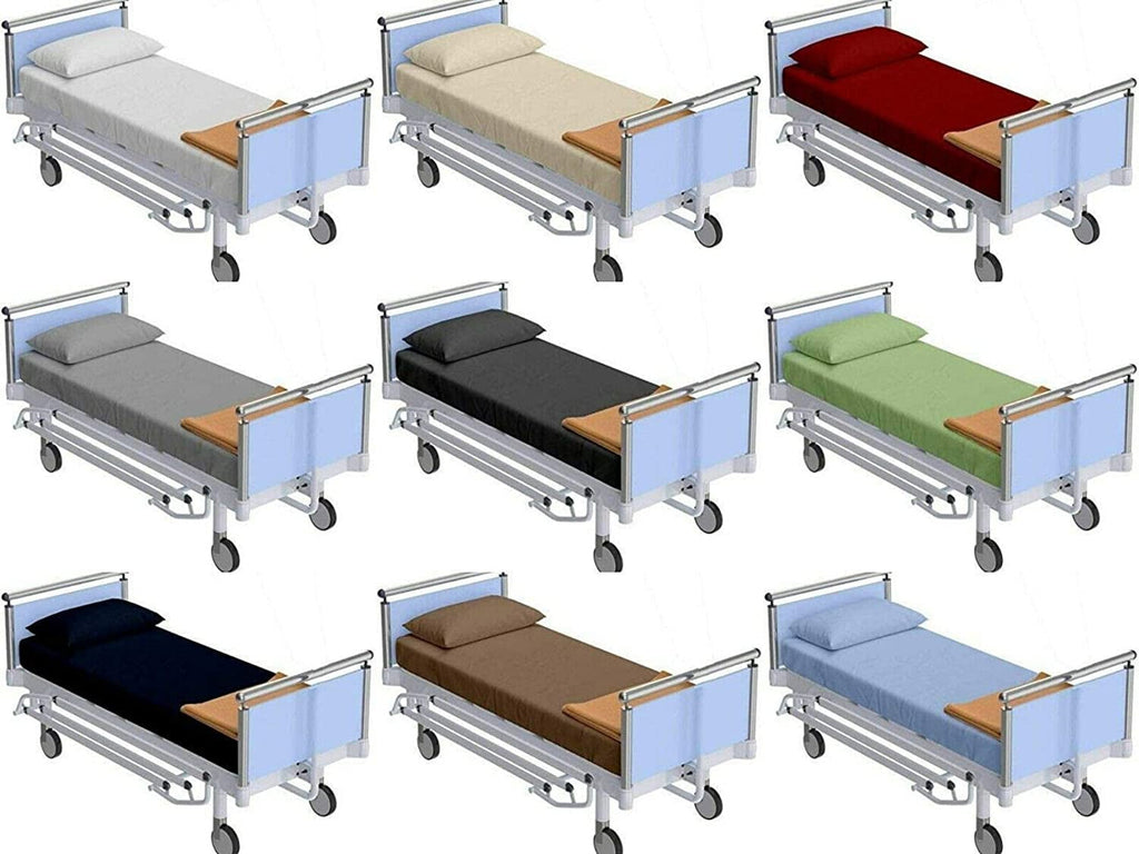 Ultra-Soft 100% Cotton Hospital Bedsheets Set - 1 Flat Sheet, 1 Fitted Sheet (10" Inch) Deep Pocket, 1 Pillowcase, Best & Comfor... - Breathable Egyptian Cotton Flat & Fitted Sheets Detail