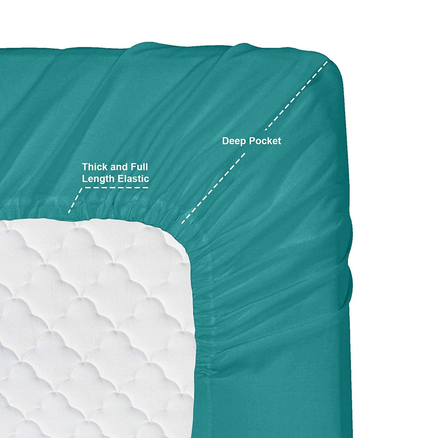 Ultra-Soft RV/Short Queen 6-Piece Bed Set for Campers - Deep Pocket Fitted Sheet Luxury Soft Microfiber, Teal - Premium Ultra-Soft Pillowcase Pair for Sleeping Detail