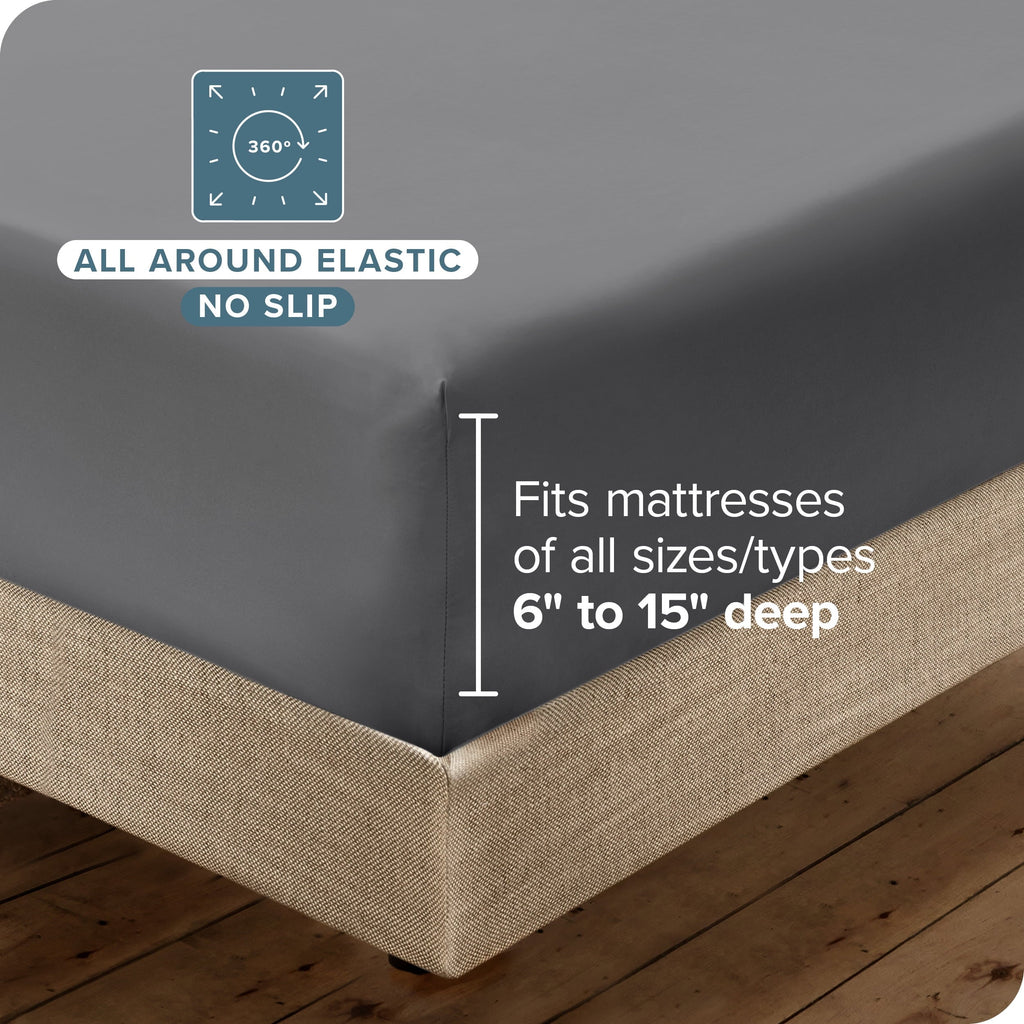 Premium Egyptian Cotton Luxury Bed Sheet Set- 6 Piece - Queen, Gray - Luxury Bed Sheet Set with Deep Pockets Detail