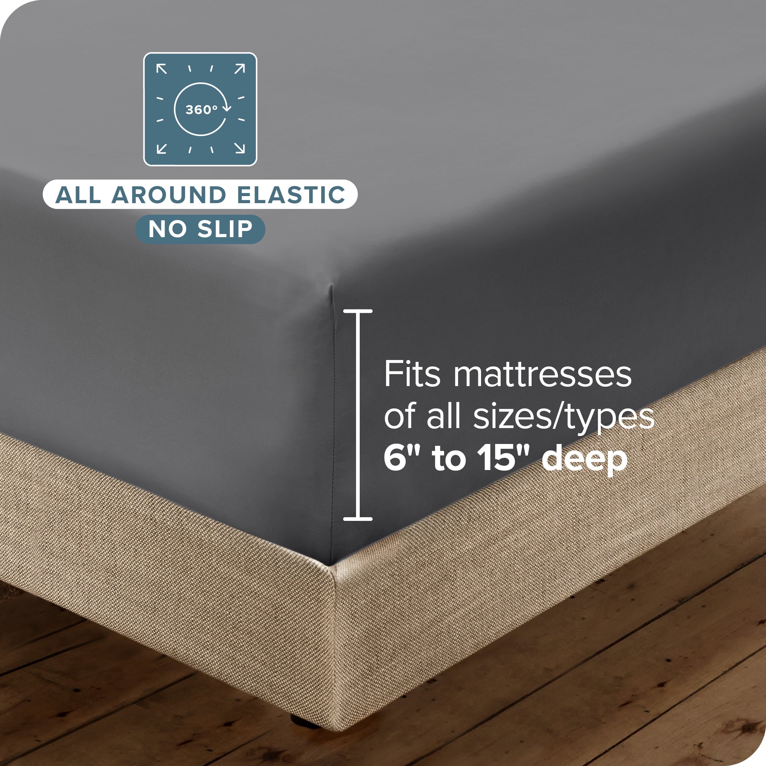 Premium Egyptian Cotton Luxury Bed Sheet Set- 6 Piece - Queen, Gray - Luxury Bed Sheet Set with Deep Pockets Detail