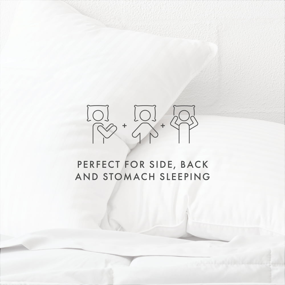Orthopedic Support Bed Pillow 2-Pack Standard/Queen Size For All Sleep Styles - Back, Side and Stomach Sleepers - Decorative Throw Pillow Cushion for Sofa & Bed Detail