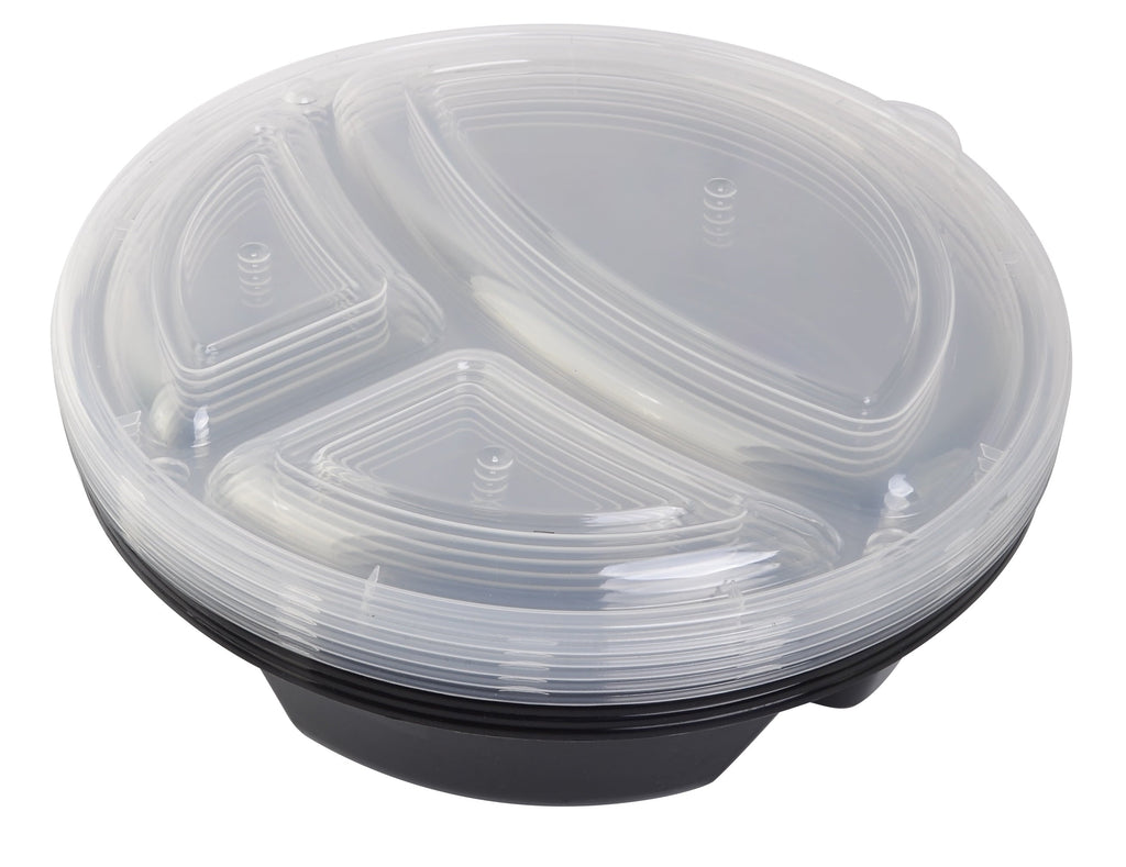 Deliciously Squishy 5-Pack Round Meal Prep Containers with 3 Compartments and Lids, 1L, BPA-Free, Microwave & Dishwasher Safe, Made for F... - Playful Star & Heart Shaped Geometric NeeDoh Detail