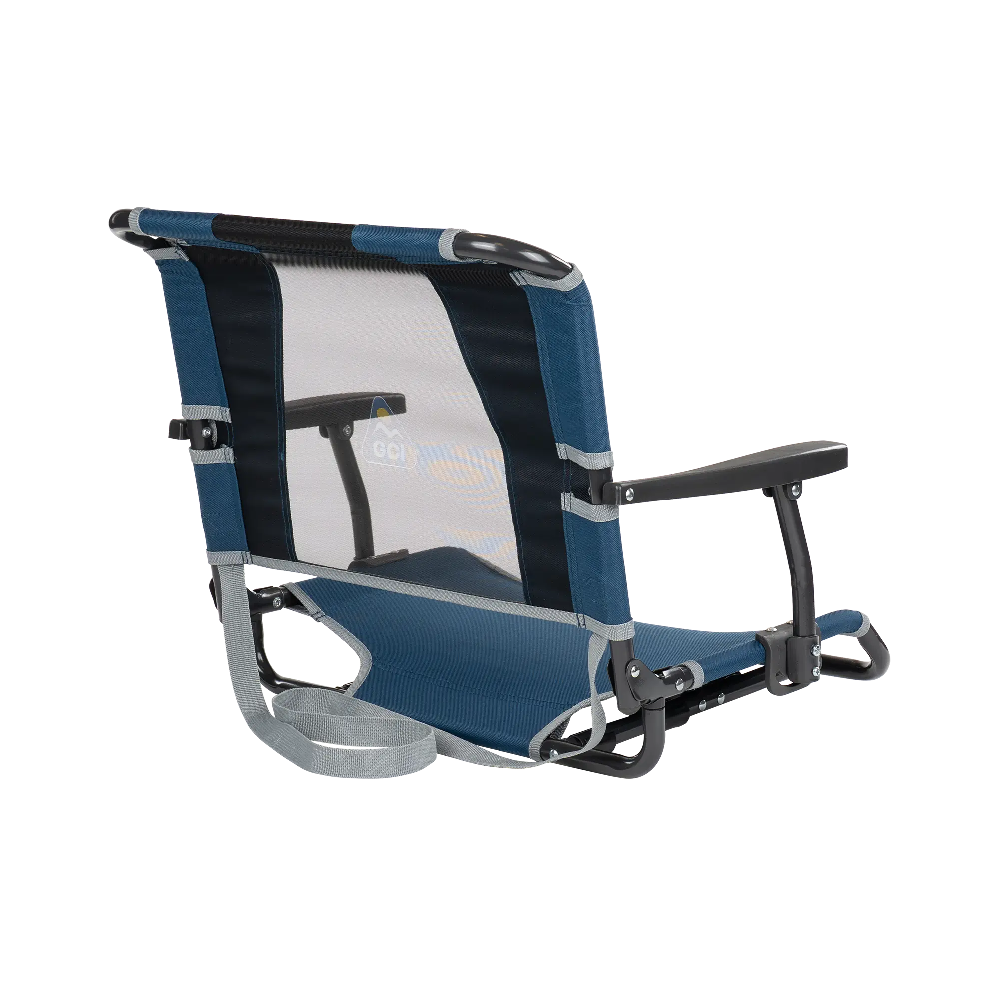Secure-Hook Big Comfort Stadium Chair with Armrests - Choice 465 - Grandstand Cushion Seat with Secure Under-Bench Hooks Detail