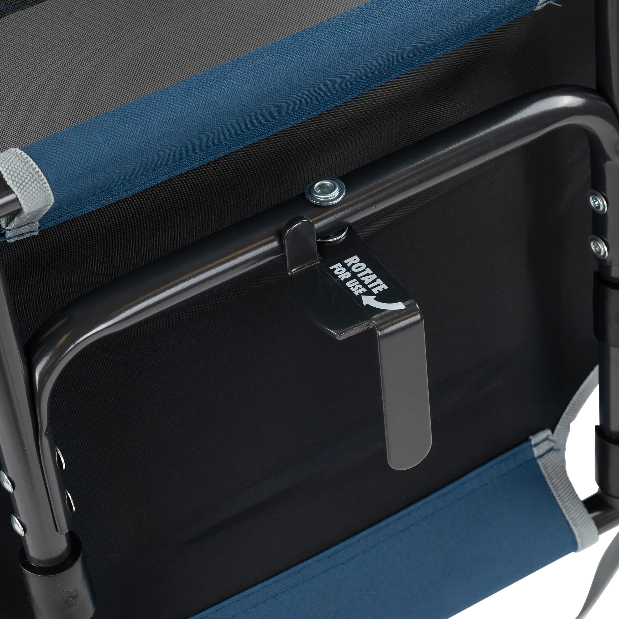 Secure-Hook Big Comfort Stadium Chair with Armrests - Choice 465 - Grandstand Cushion Seat with Secure Under-Bench Hooks Detail