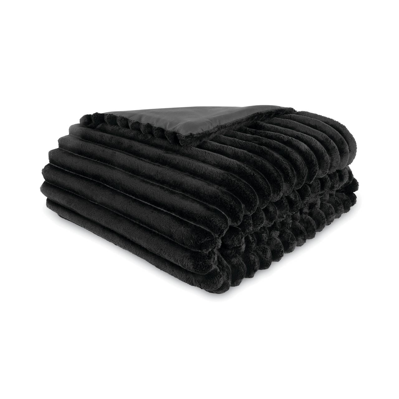 Fluffy Down Alternative Full/Queen Comforter Set, All-Season, 5-Piece, Black Cozy Plush - Cloud-Like Soft Lightweight Bed Comforter Detail