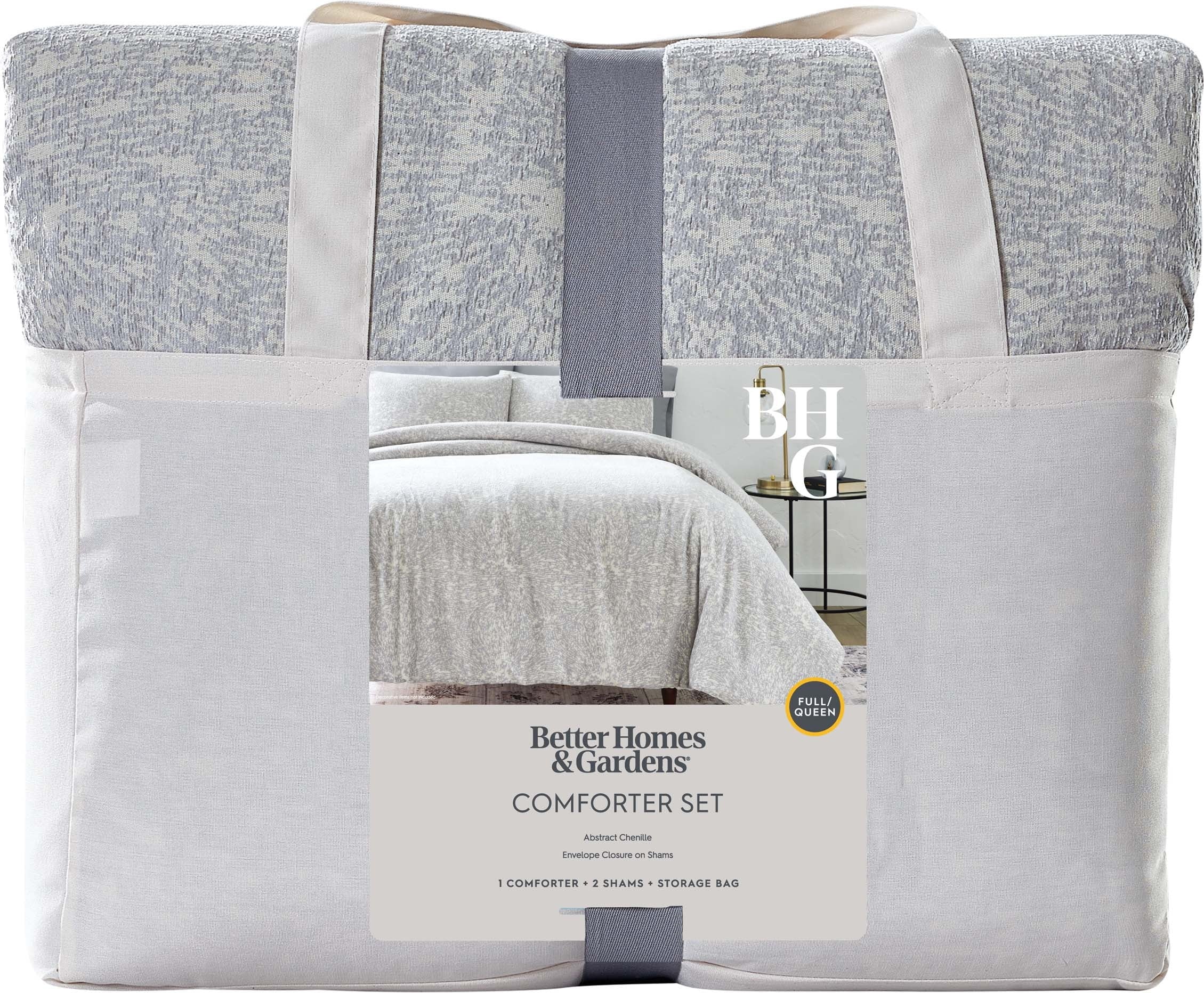 Fluffy Down Alternative Better Homes & Garden Grey Chenille 3-Piece Comforter Set, Full/Queen, All Ages - Cloud-Like Soft Lightweight Bed Comforter Detail