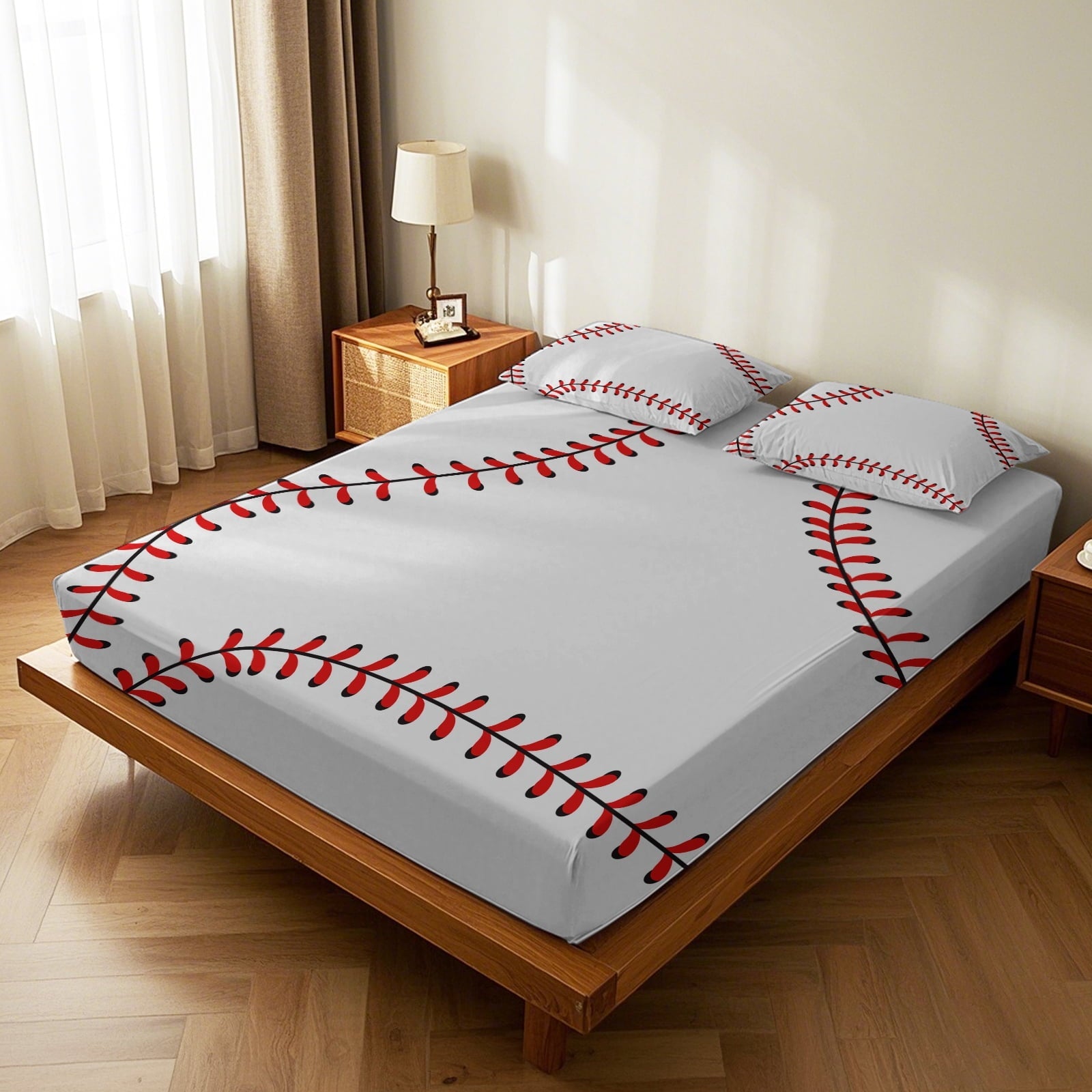 Ultra-Soft Baseball Sheet Set Sports Theme Bedding Set for Kids 3D Baseball Pattern Bed Sheets Baseball Games Bed Sheet Set Room... - Cooling Hotel Quality Bedding Sheets and Pillowcases Detail