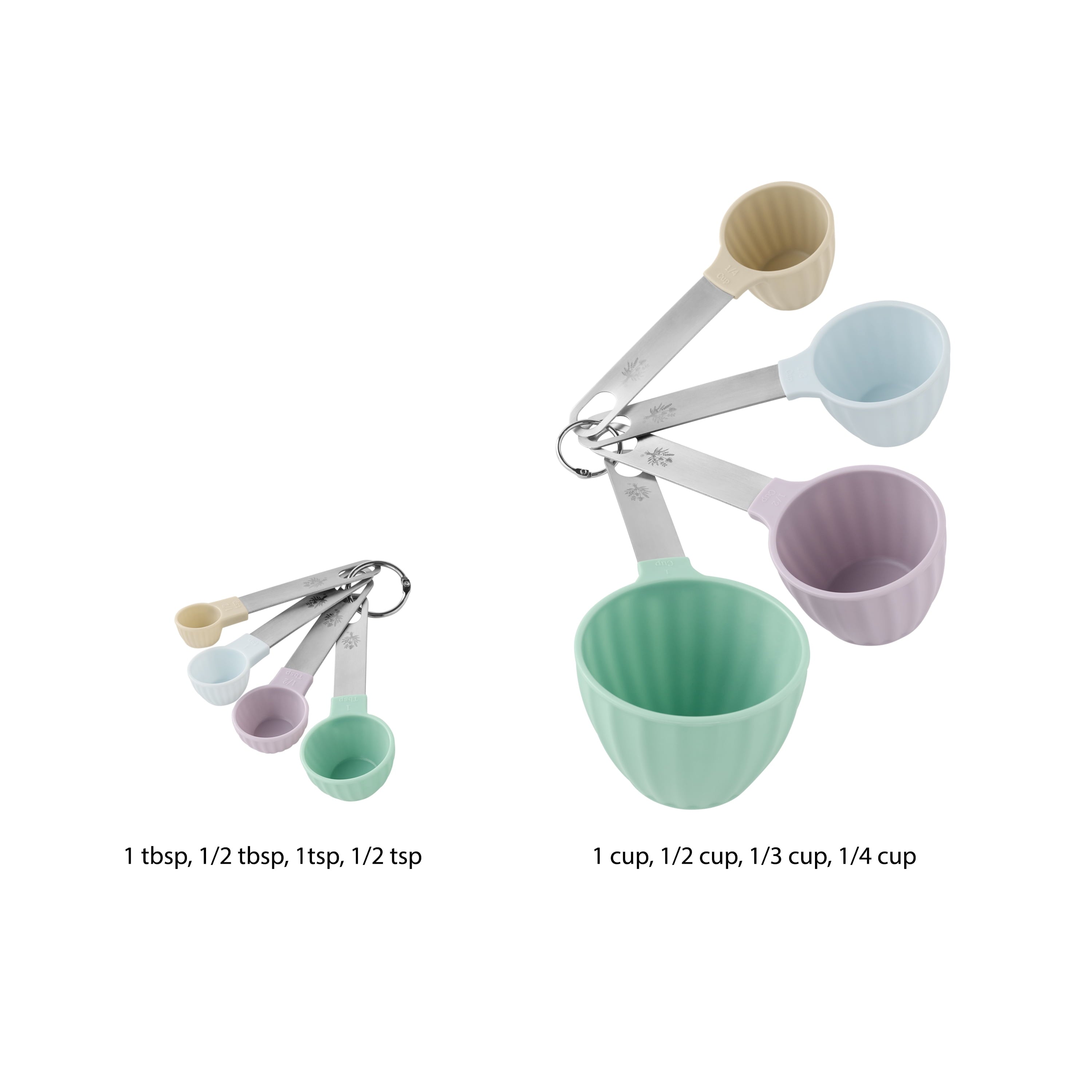 Ergonomic Manual 8-Piece Plastic Measuring Cup and Spoon Set, Multicolor - Premium Stainless Steel Garlic Presser & Peeler Detail