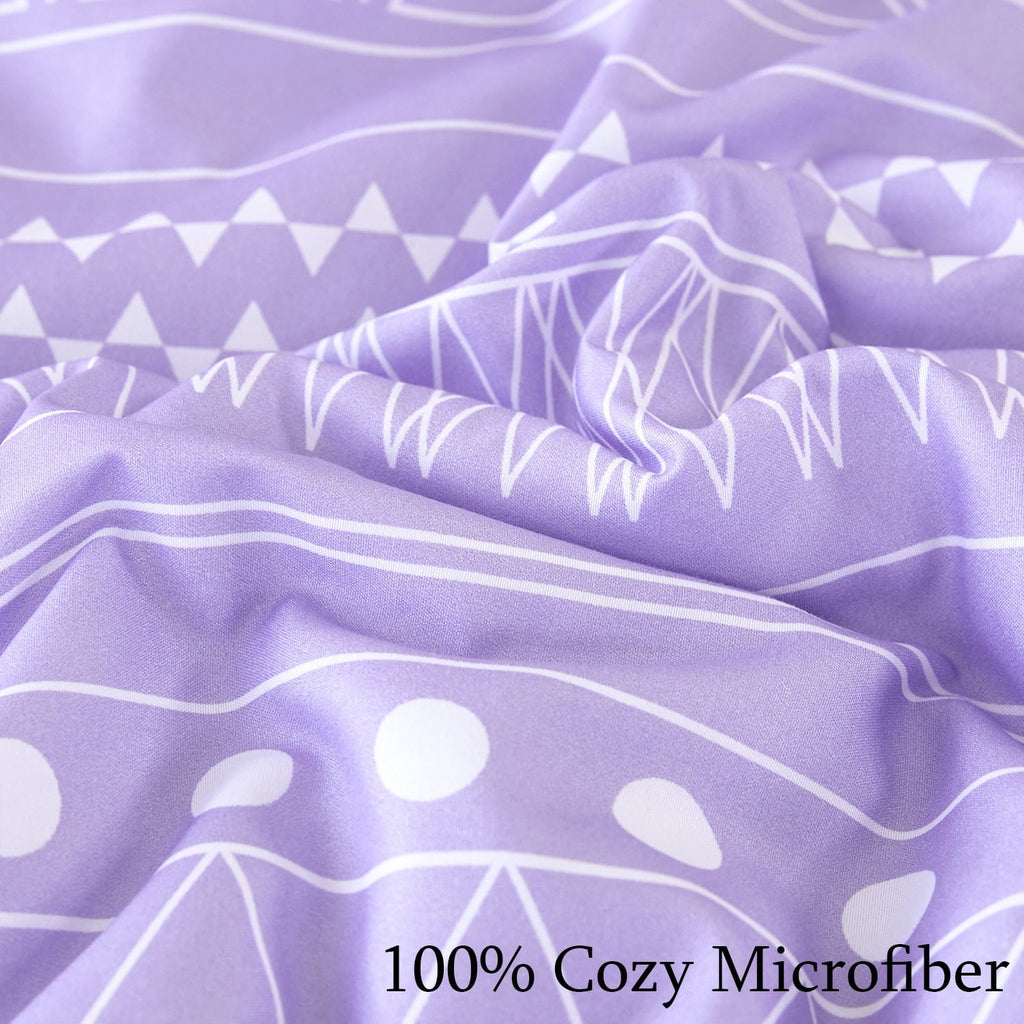 Heavyweight Warmth 8-Pieces Boho Bedding Set Full Lavender Striped Bed in a Bag for Girls Women Soft Fluffy Purple Comforter Set with Sh... - Hypoallergenic Ultra-Fluffy Quilt for Winter Detail