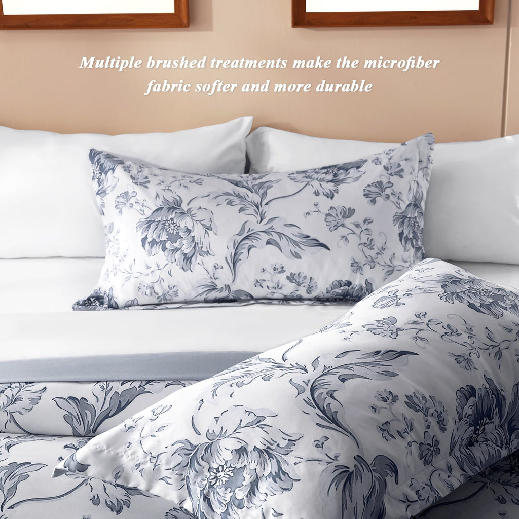 All-Season Queen Comforter Sets,7-Pieces Reversible Bedding Sets,Bed in a Bag with Comforter,Flat Sheet and Fitted Sheet,Pillowc... - Cloud-Like Soft Lightweight Bed Comforter Detail